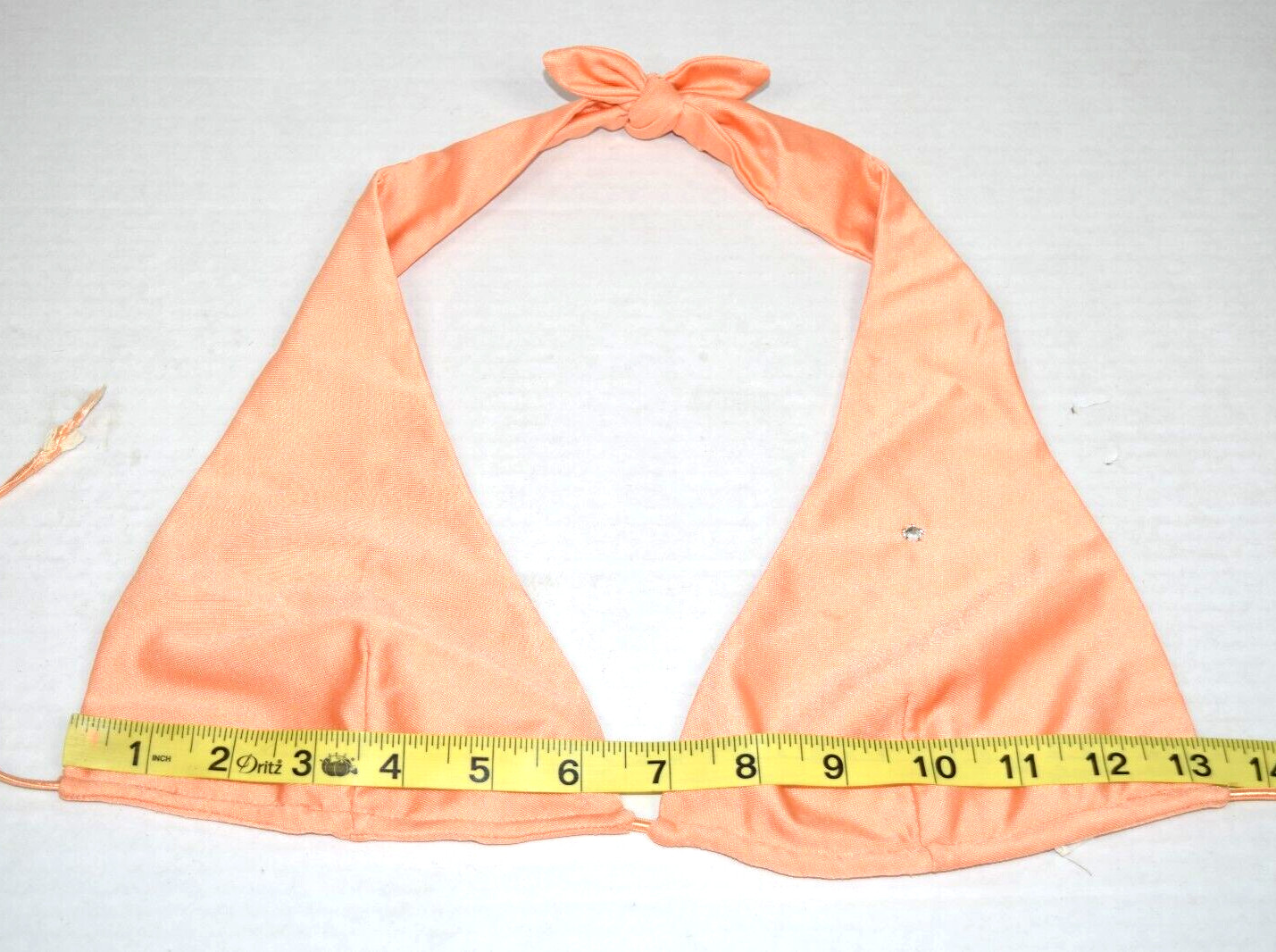 Vintage Shirt Bikini 3 Piece Set Size S/M 70s Melon Orange Bedazzled Silky