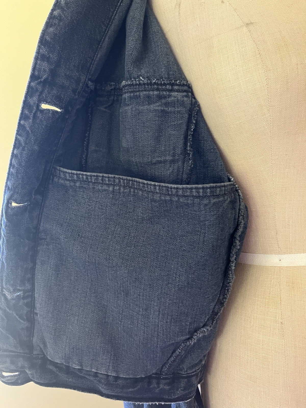Vtg 80s Banana Republic Safari Dark Blue Denim Jean Jacket Women’s Bomber Style