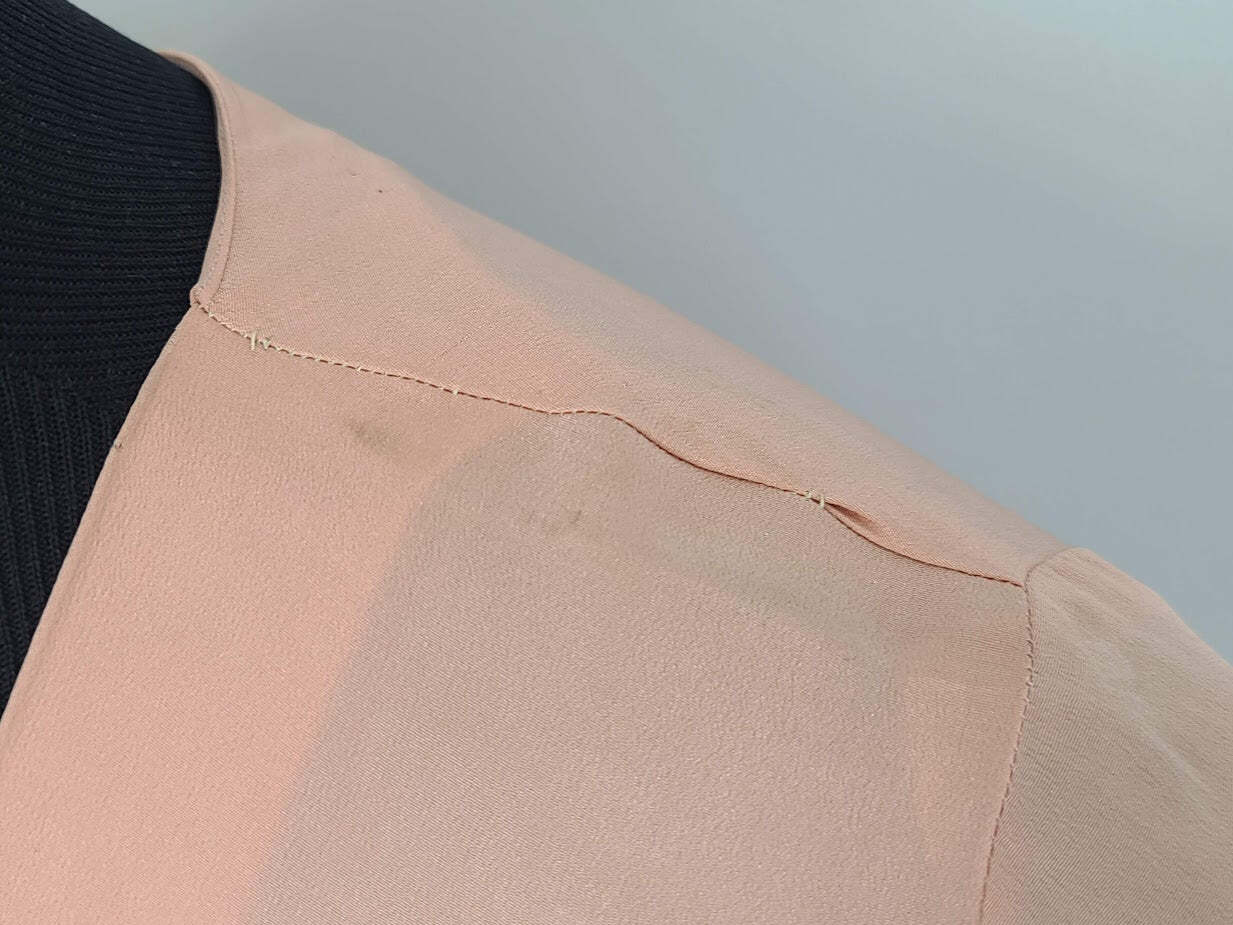 Vintage 1940s Pink Dress Beading on Sleeves Interesting Construction Adjustable