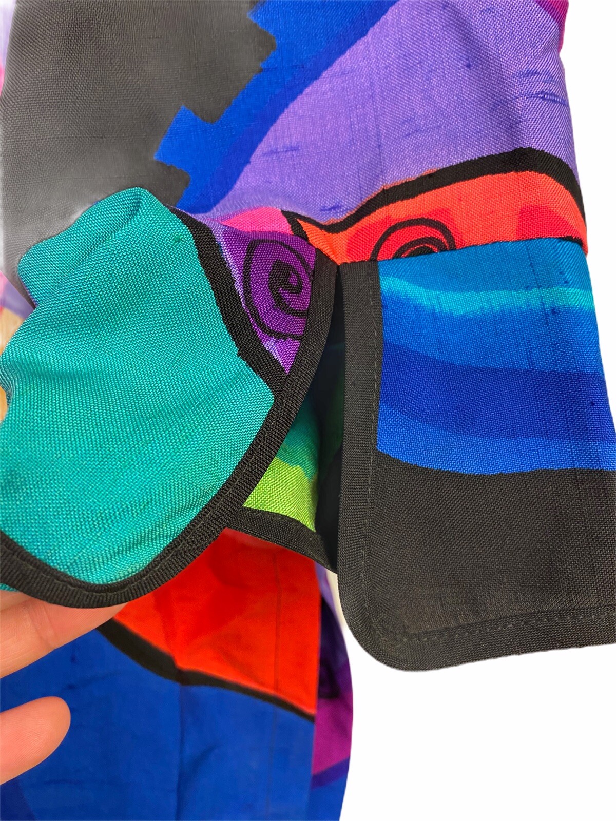 Vintage 1980 Yolanda Loreme Hand Painted Silk Vibrant Color Block Retro Costume