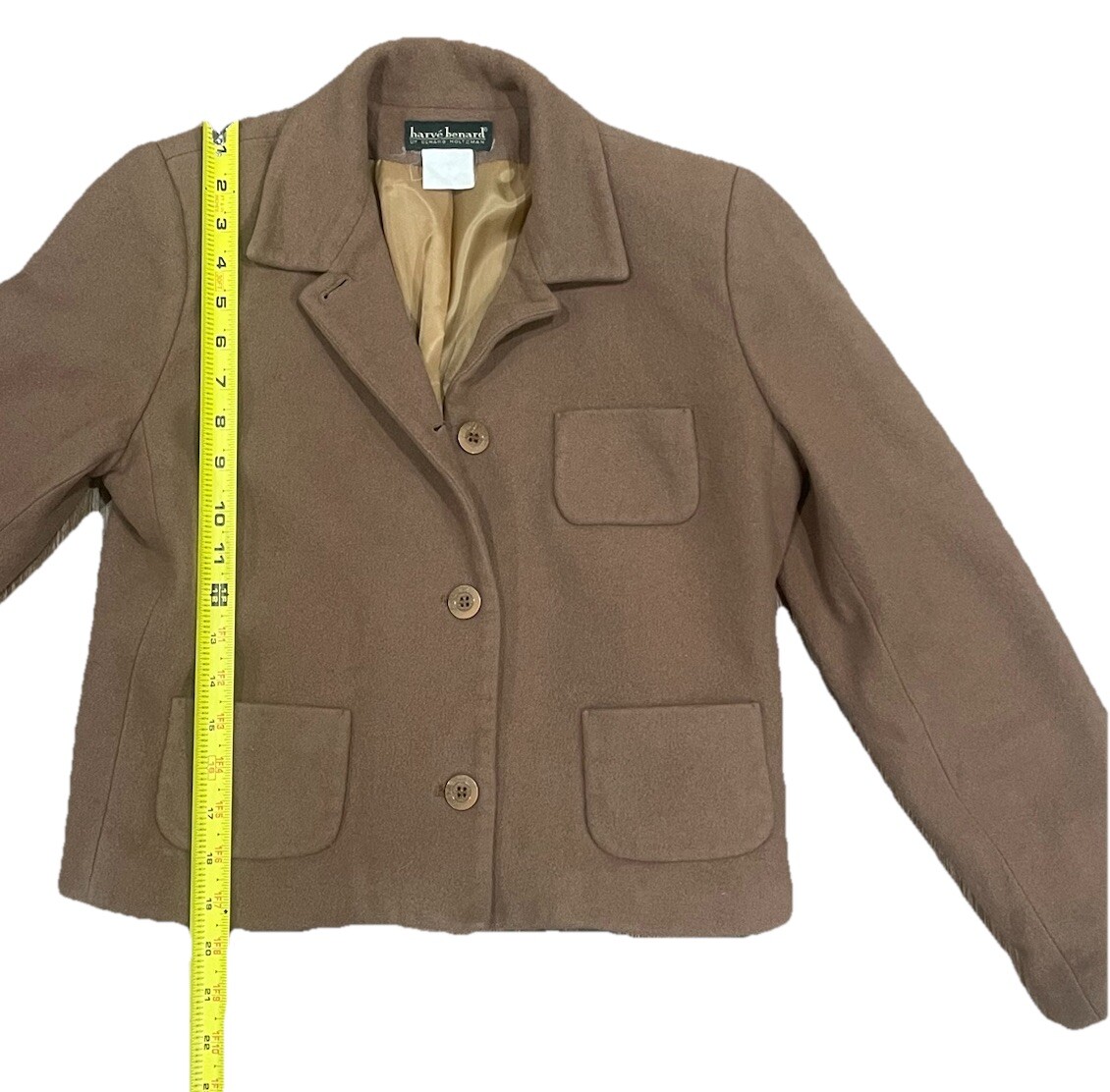 Vintage HARVE BENARD Womens Jacket Wool Cashemere Button Up Boxy Cropped Sz:Xs
