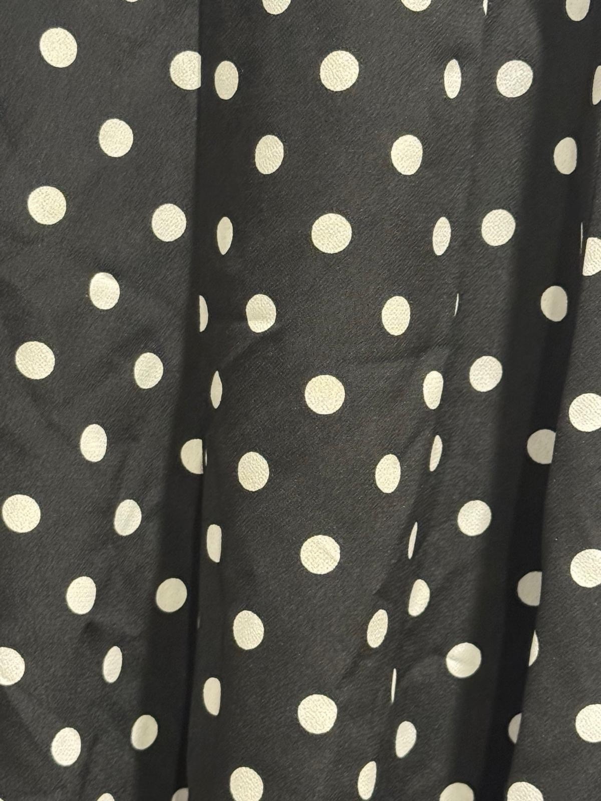 VTG Tan Jay Women’s Black & White Polka Dots Elastic Waist Midi Flowy Skirt 14
