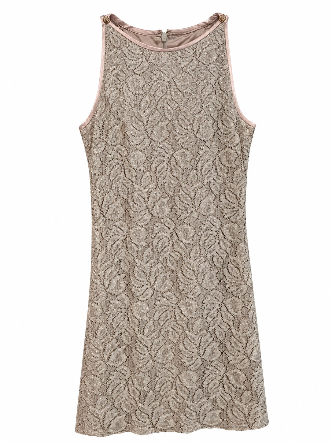 Vintage Bari-Jay 90s Champagne Gold Metallic Lace Cocktail Dress Size 3/4 USA