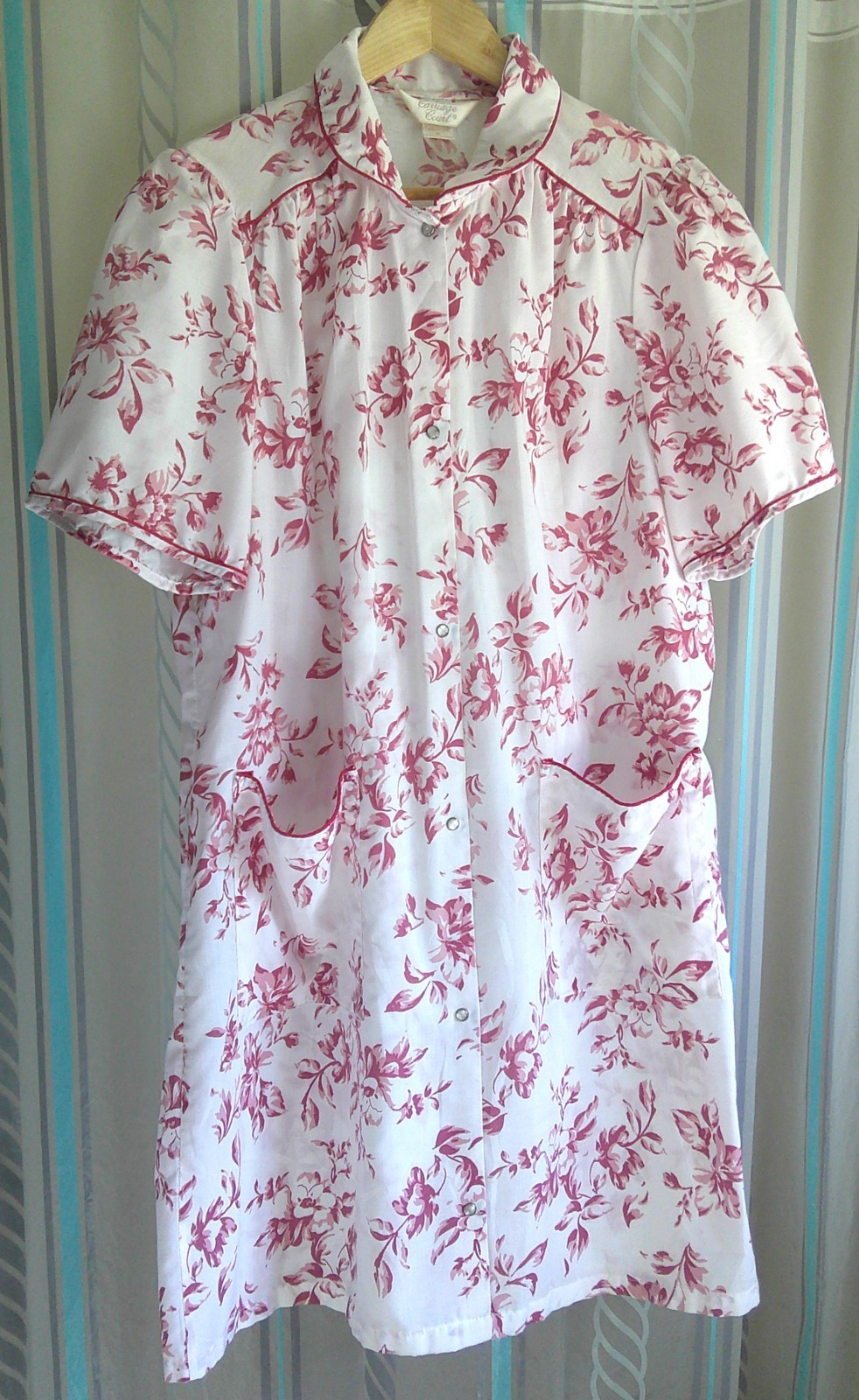 „Carriage Court” Vtg Sears Hosecoat/Housedress/Robe w Snaps Woman M