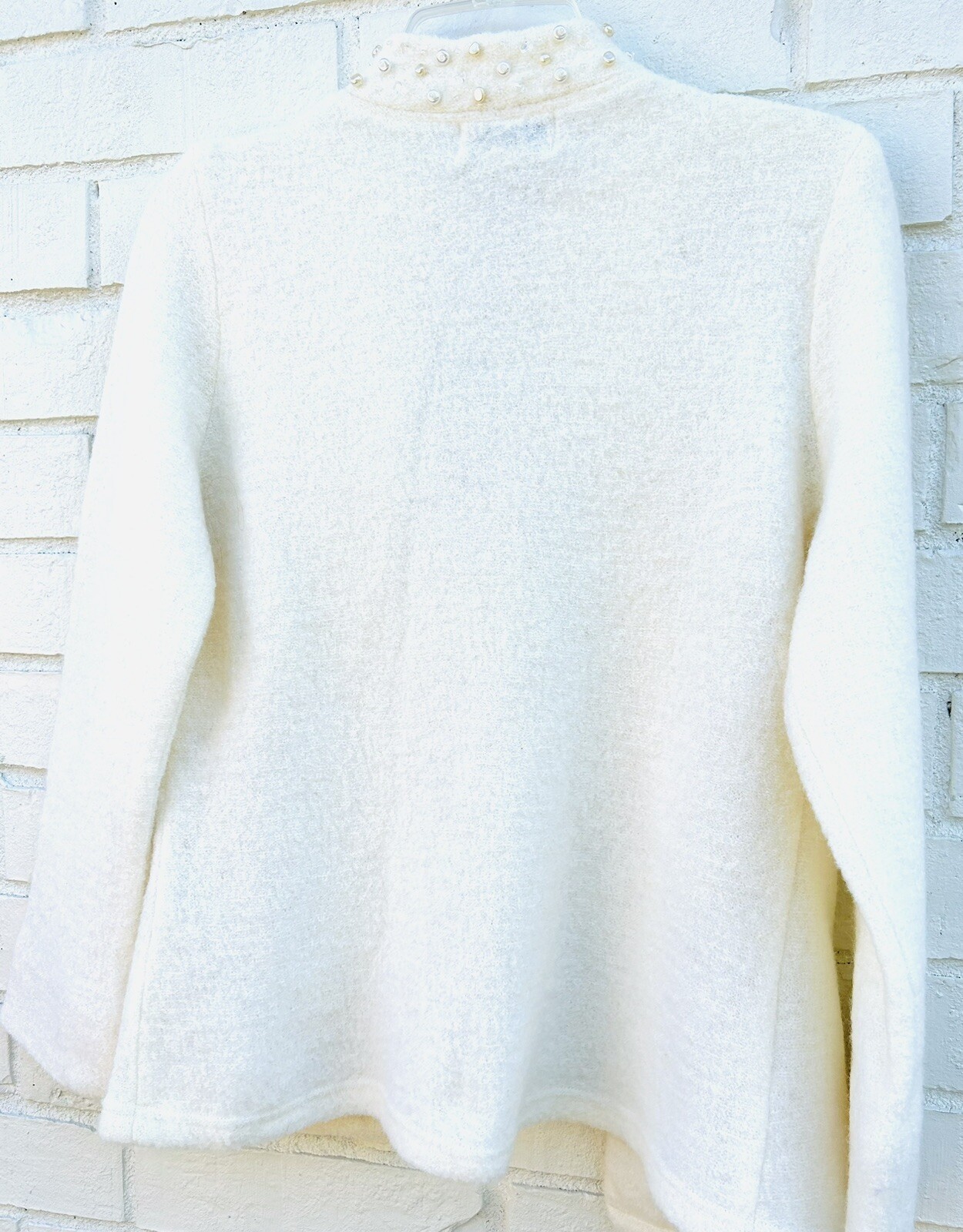 Vintage Mandal Bay Glam Chic Embellished Cardigan Sweater Ivory Medium