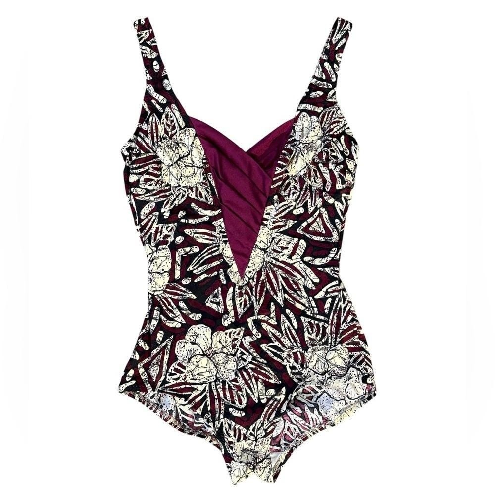 Vintage 1970s Women’s One Piece Swimsuit Boho Batik DEWEESE California Size 10