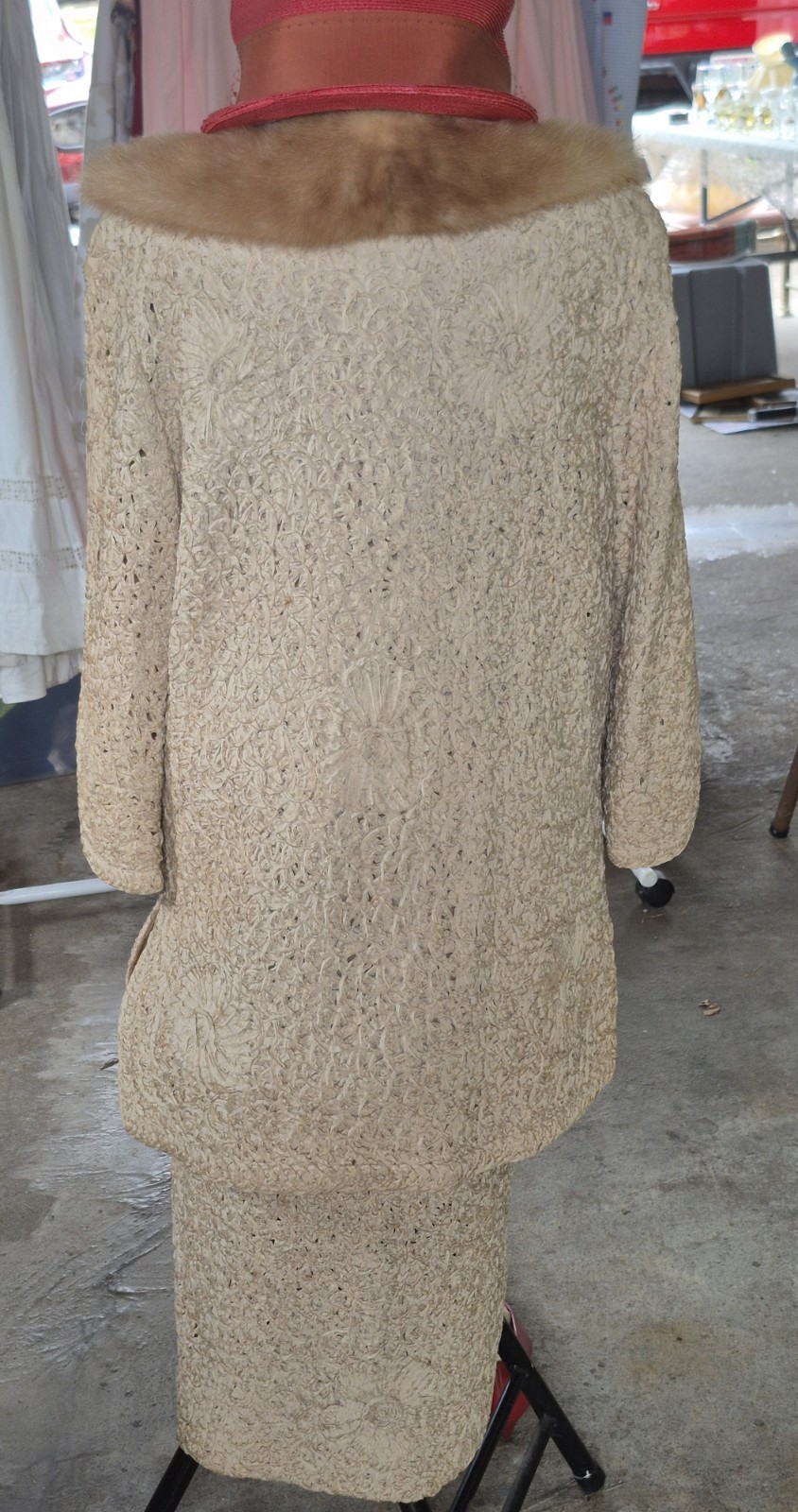 1950’S 3 PIECE WOMANS SUIT made By Kobren SATOUCHE Lace, White Mink,…