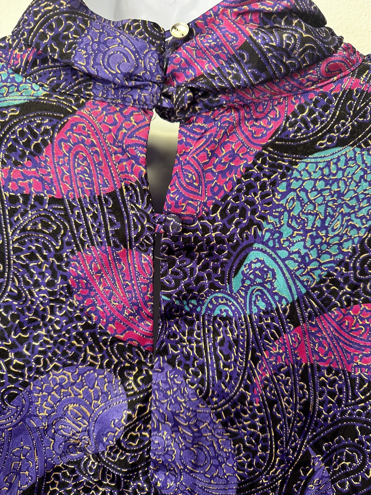 Vintage Sophisticates By Jonathan Martin Blouse Women 16 Purple Paisley Satin