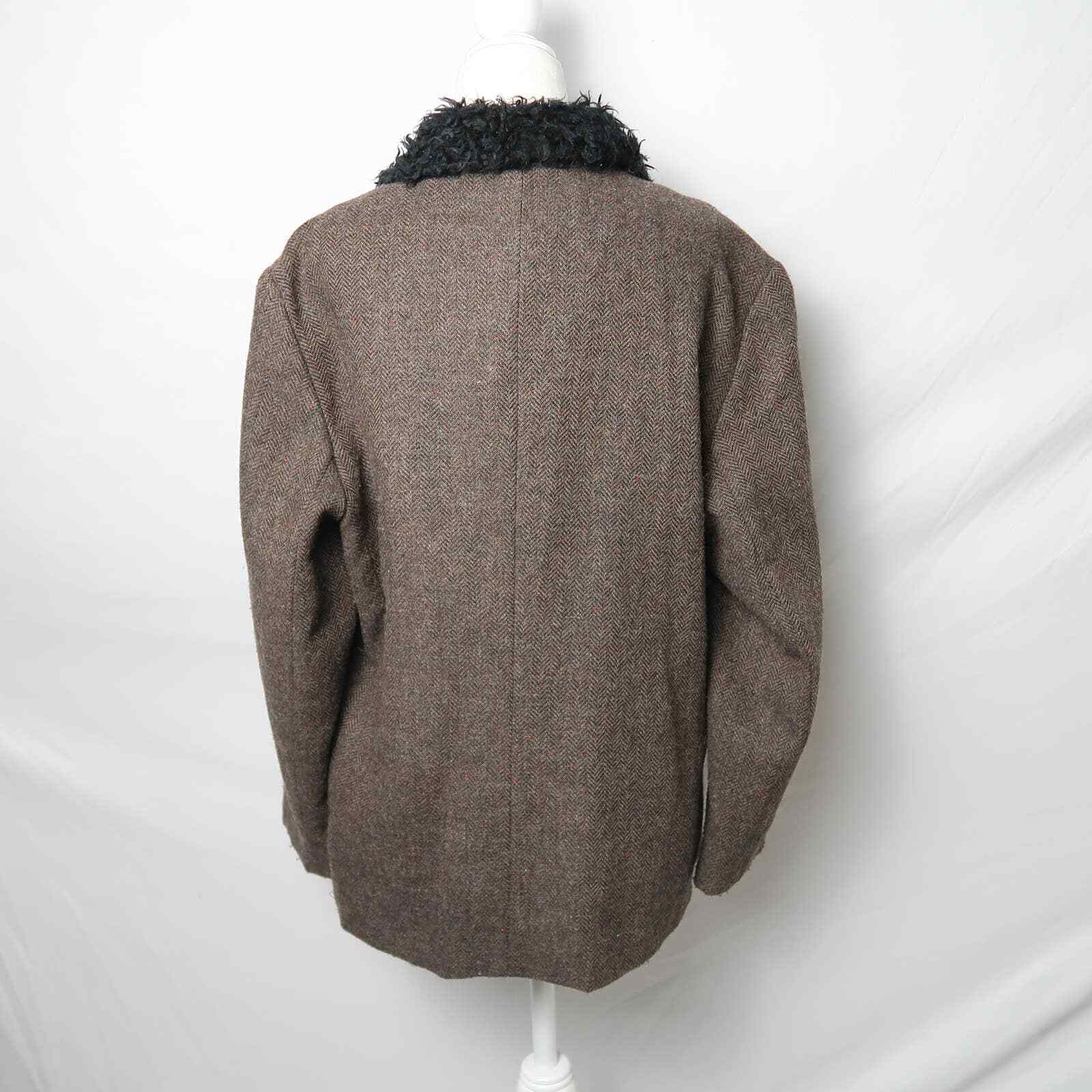Vintage 90s Jordan & Cole brown and black herringbone wool blazer jacket L