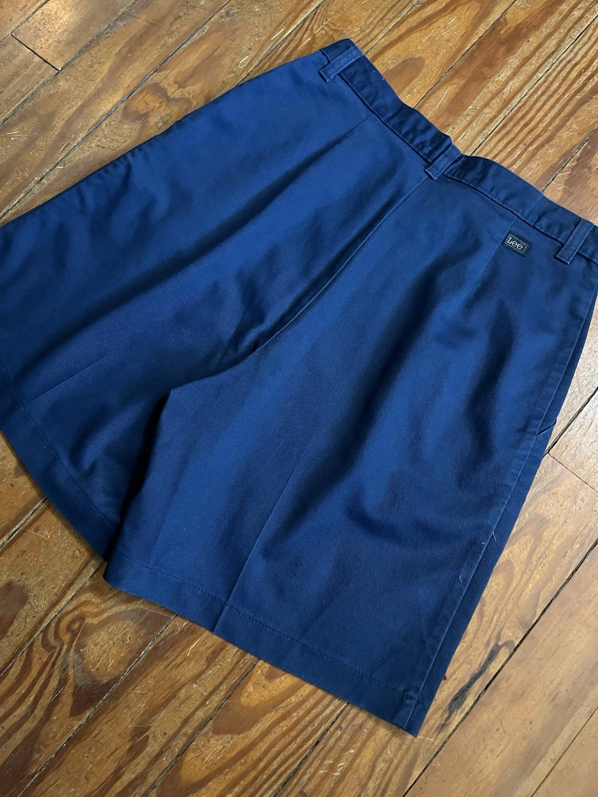 Vintage 80s 90s Lee Pleated High Waisted Navy Shorts Preppy Academia Size 12