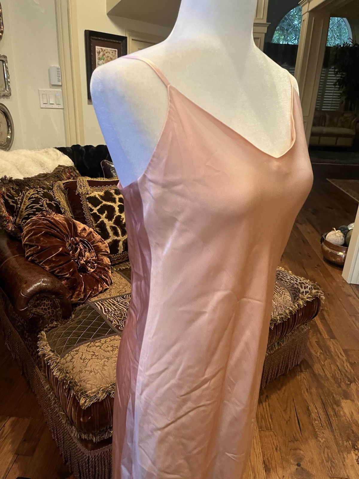 Vintage 90’s Martha Phillips 100% silk Long Pink Slip Dress Elegant Evening Gown