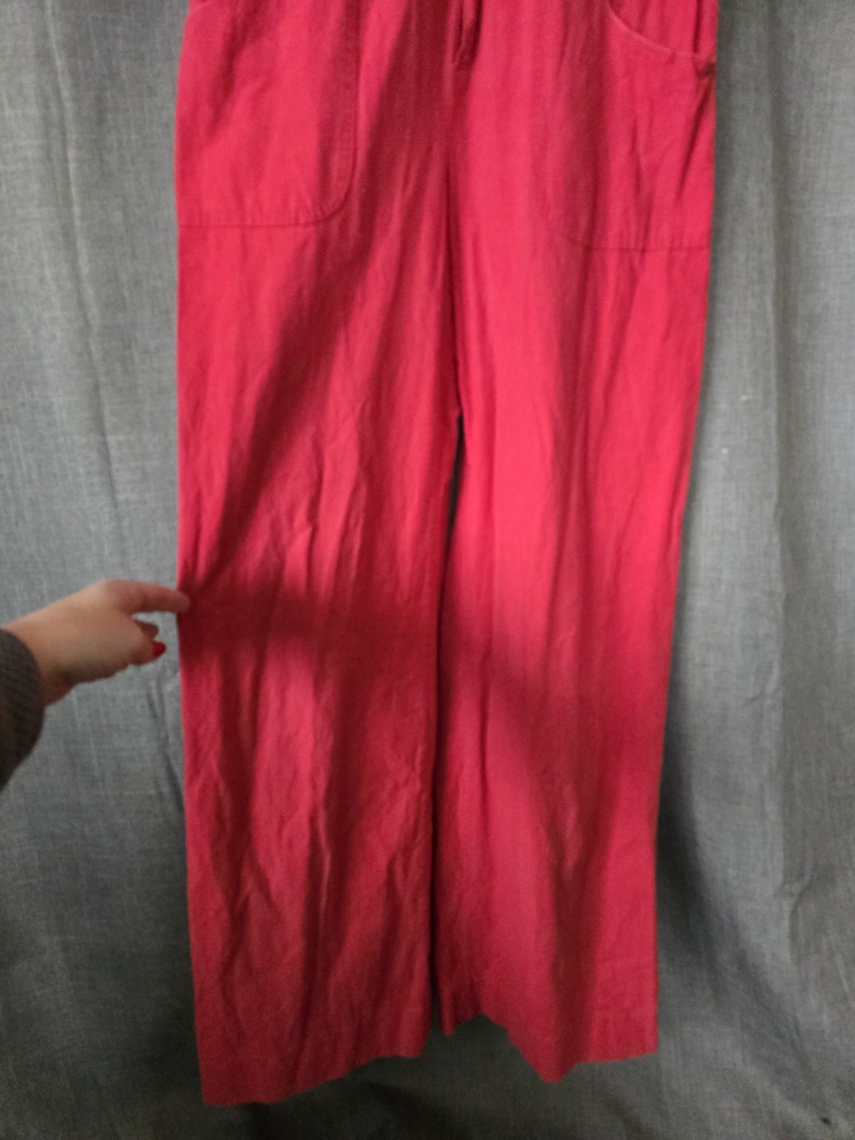 Vtg 80s Jazzie Red Utility Style Short Sleeve Jumpsuit Size 12 Red Wide Leg