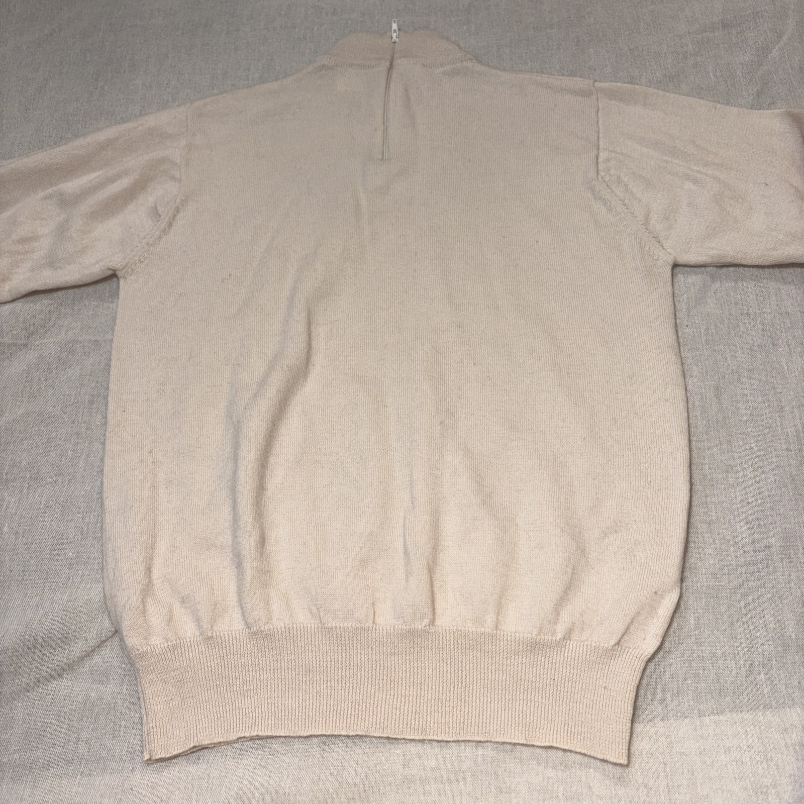 VTG Bleyle 100% Merino Wool Women’s 1/4 Back Zip Cream Long Sleeve Sweater Sz S