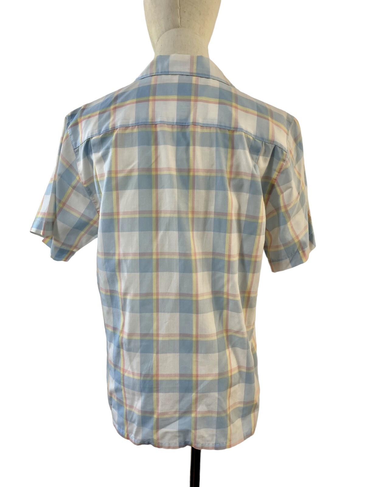 Partners by Mervyns Vintage plaid top 70s 80s Blouse Shirt Button Up Pastel Sz 8