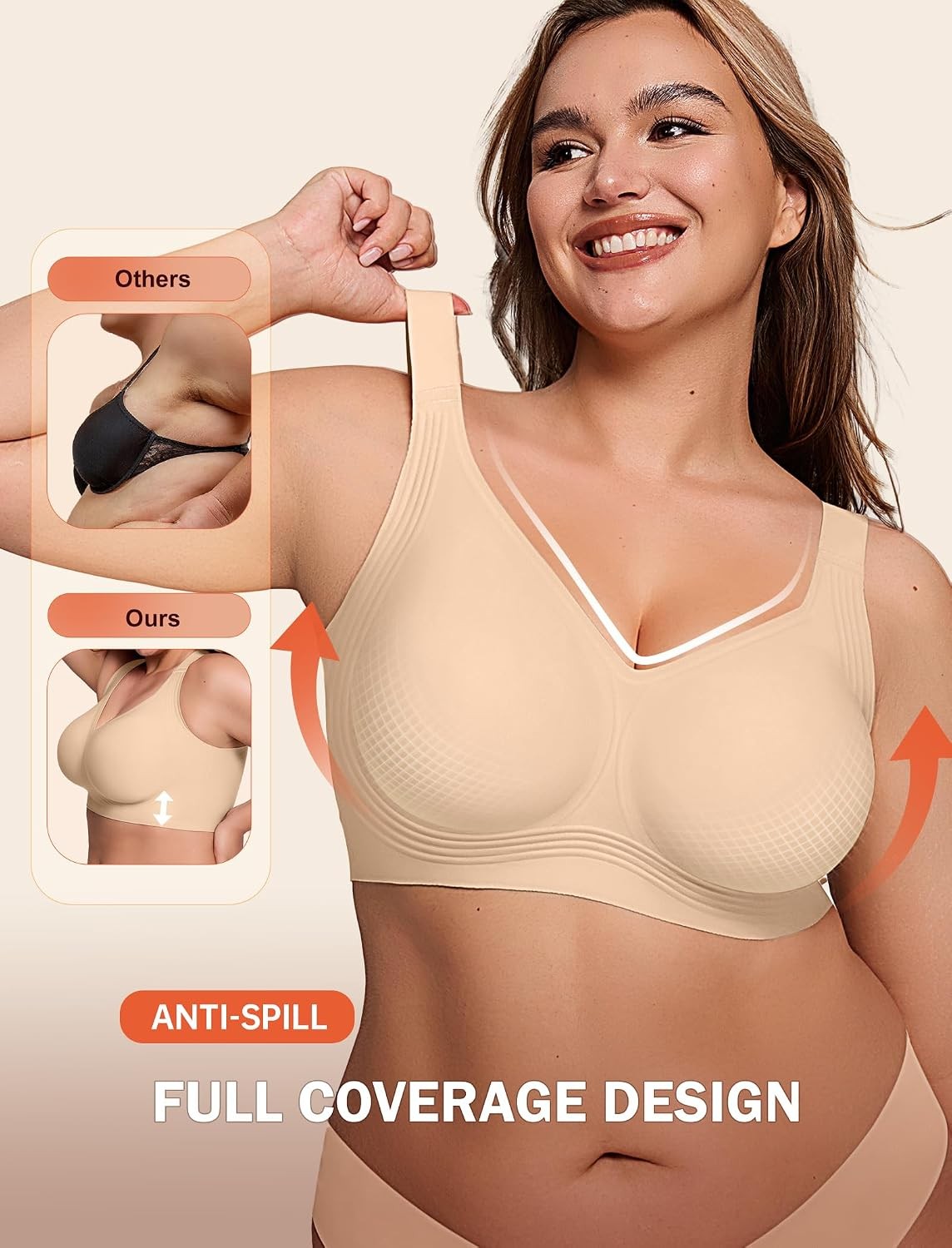 LetsJoli Bras for Women Supportive Wireless Push Up Bra Full Coverage No Underwi