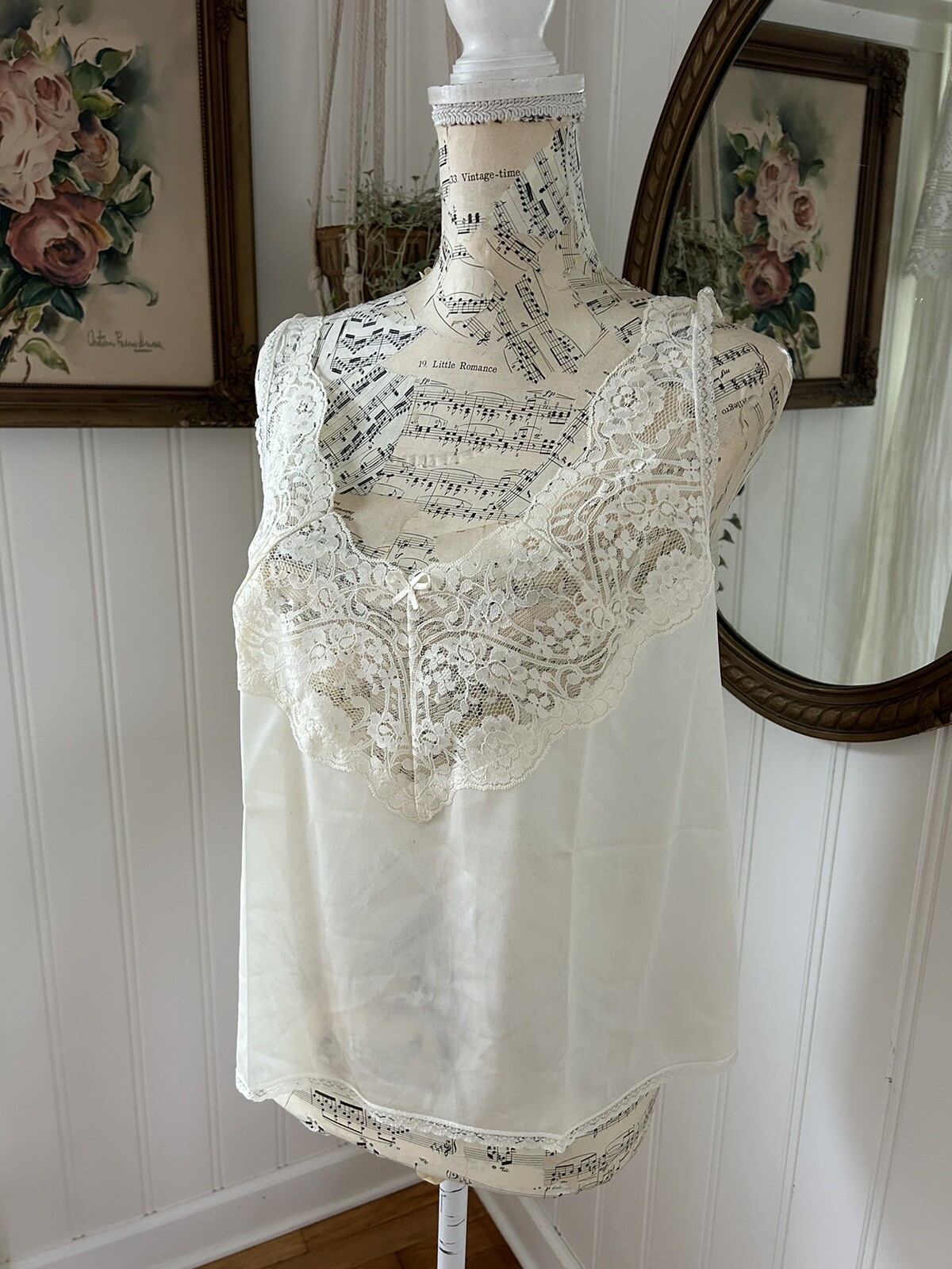 Adonna Vintage Camisole Top Women’s 40 All Nylon Lace Half Slip Cami