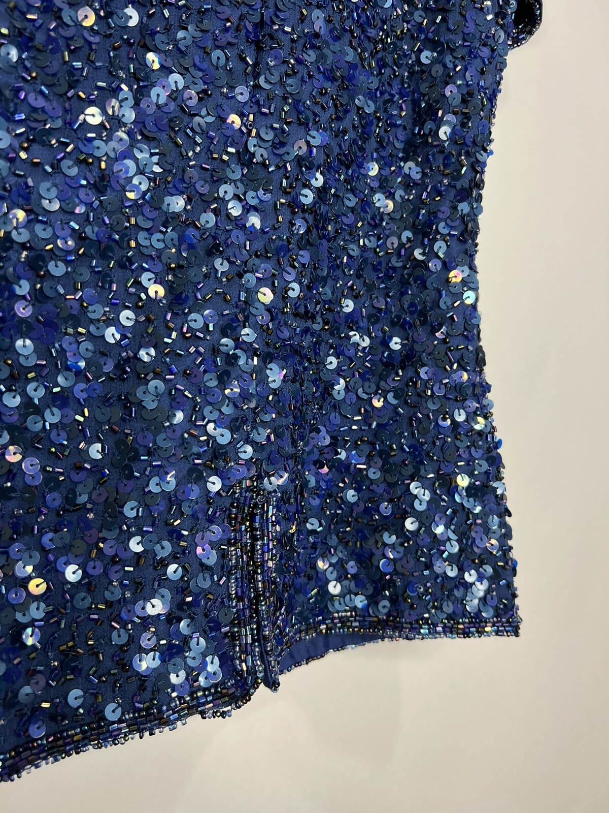 Vtg Scala Set Silk Sequin Beaded Top Organza Maxi Skirt Blue Formal Mother NWT