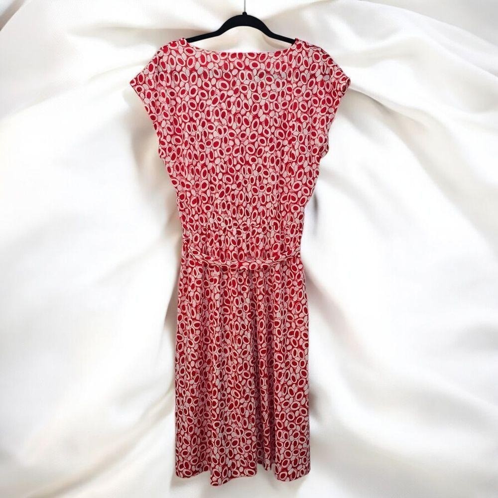 Haband For Her Vintage Red White Geometric Circle Print Midi Dress Womens XL