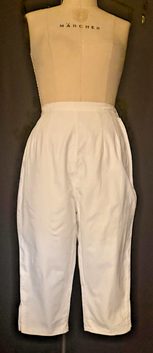 Vtg 1960’s WOMEN’s PEDAL PUSHER PANTS, WHITE Cotton CANVAS, Metal Zipper, CLEAN