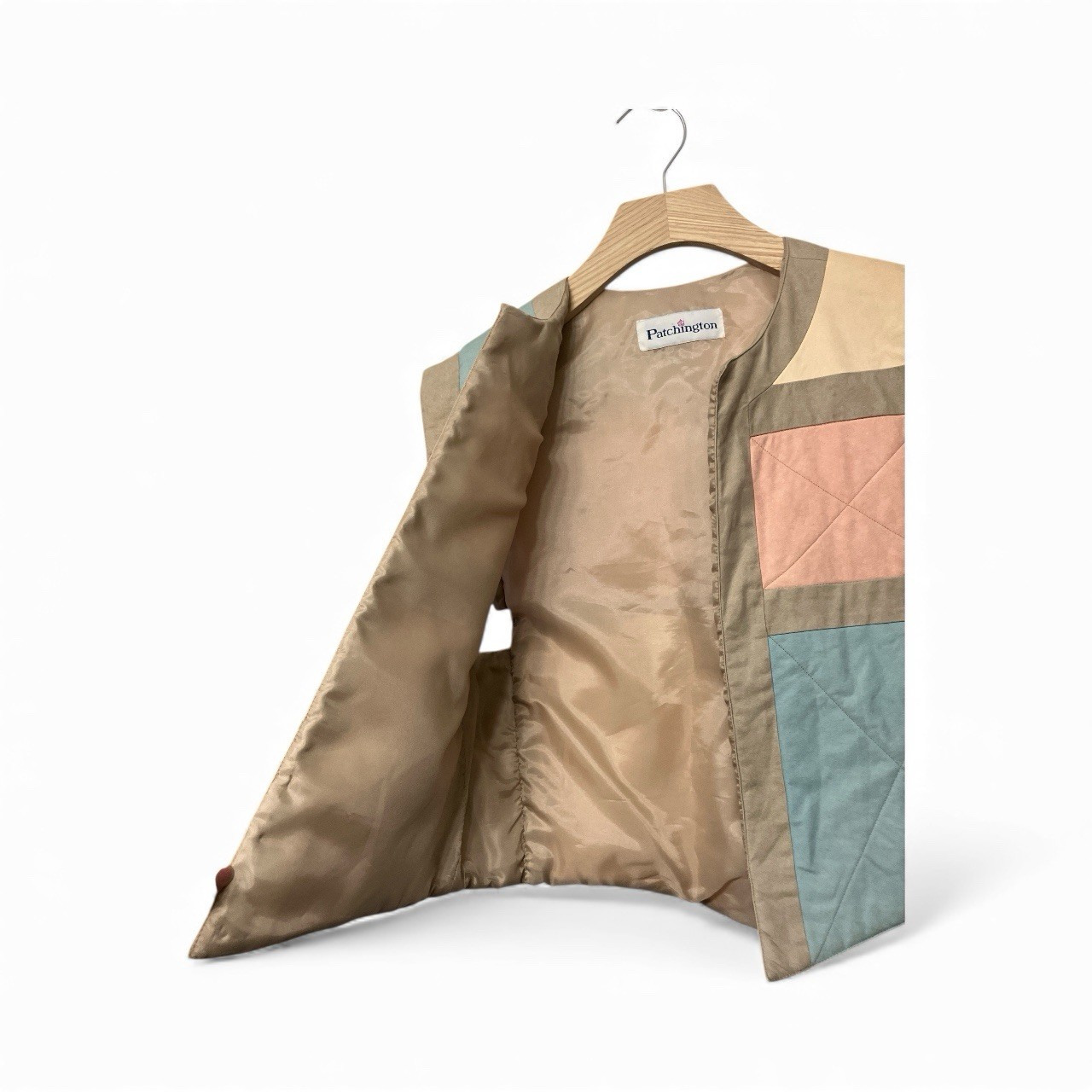 Vintage Patchington “Suedemore” Women’s Pastel Quilted Folk Vest Medium