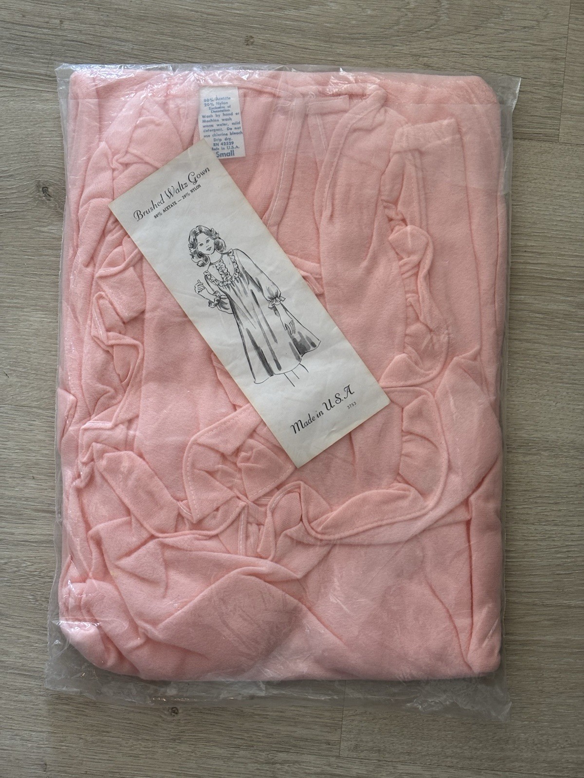 NEW Vintage Brushed Waltz Gown Lingerie Acetate Nylon Pink Made in USA