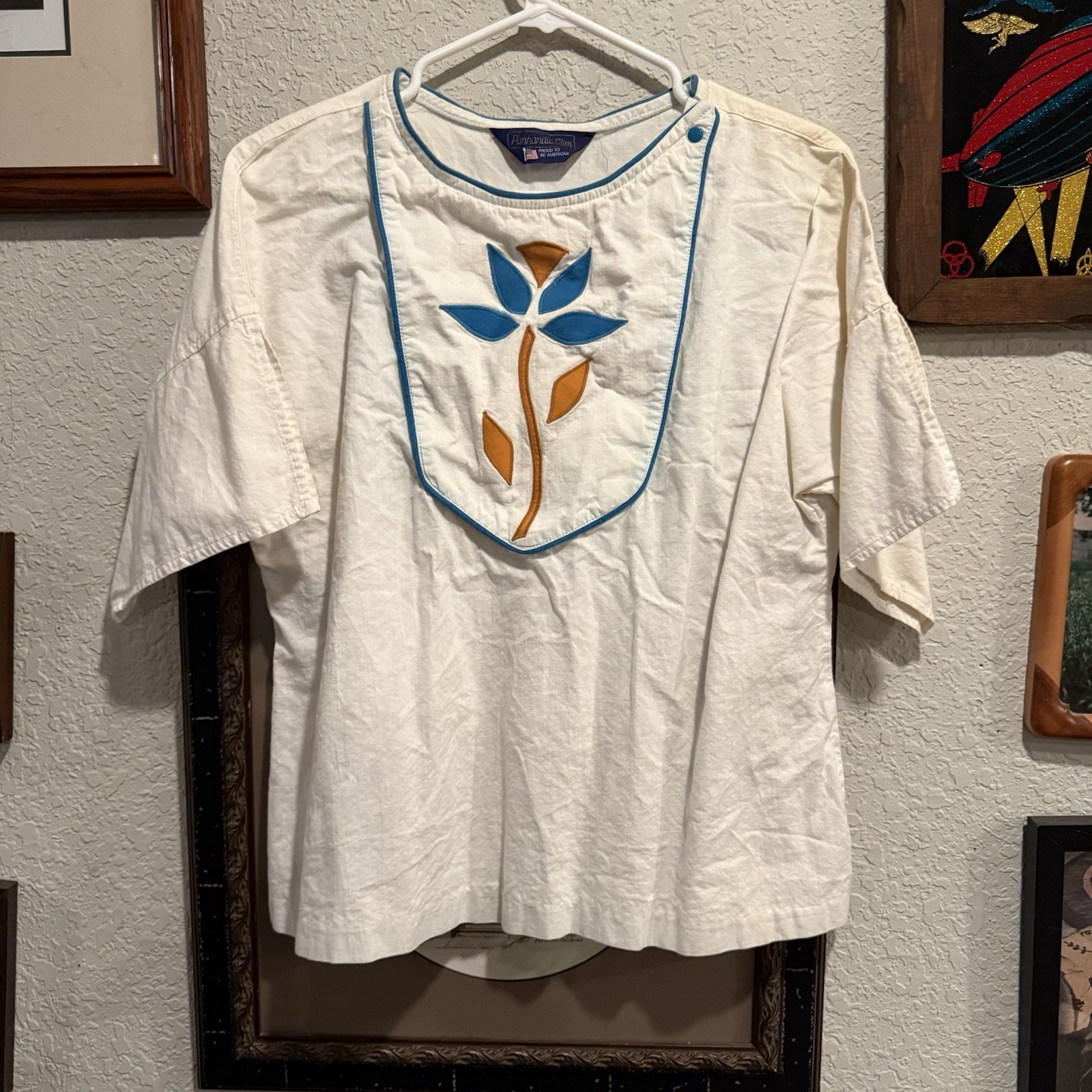 Vintage Western Trends Panhandle Slim Flower Pearl Snap Women’s Blouse Sz Large