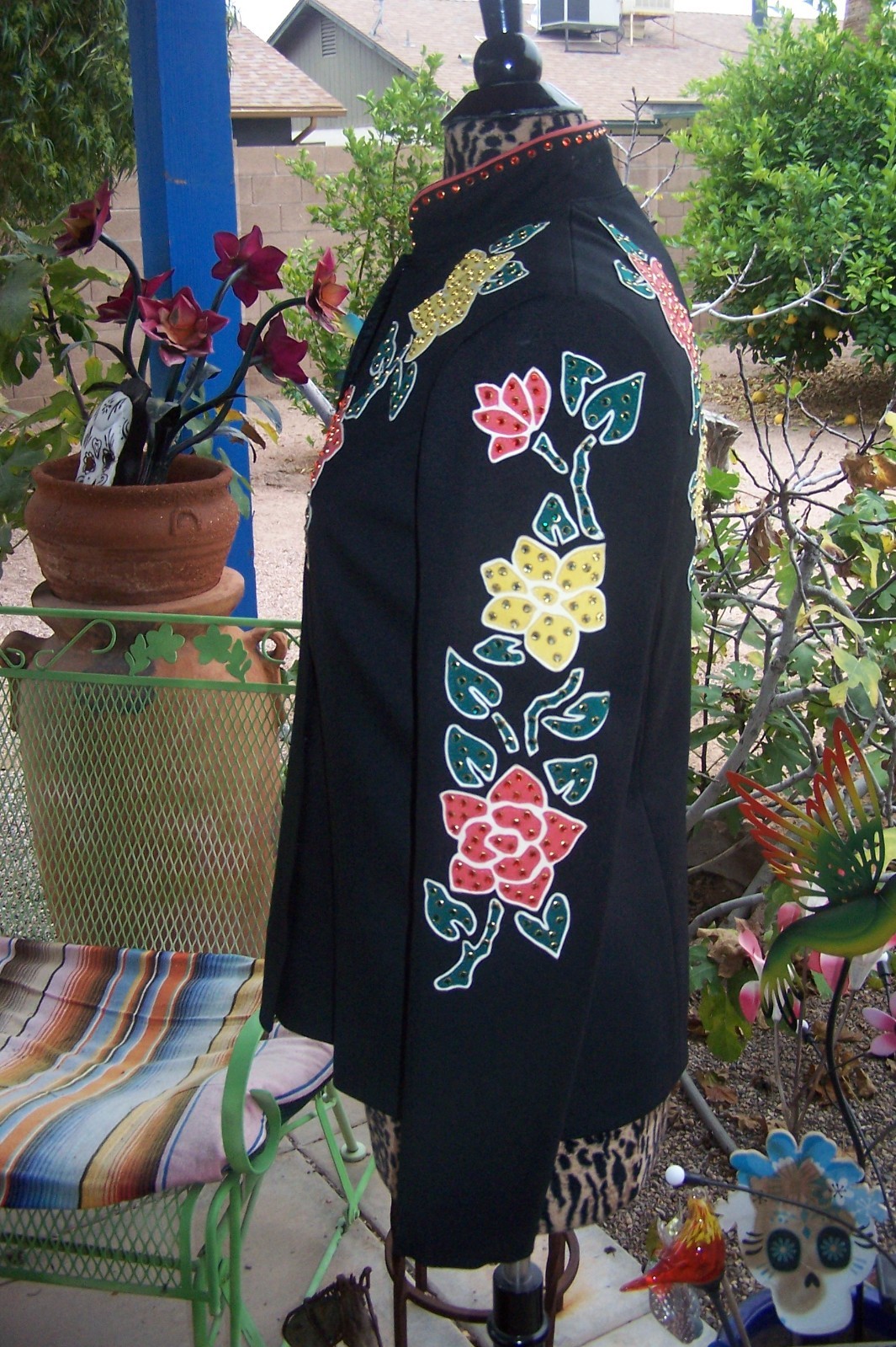 Custom Rodeo Queen Nudie Style Rhinestone Inlay Equestrian Western Show Jacket