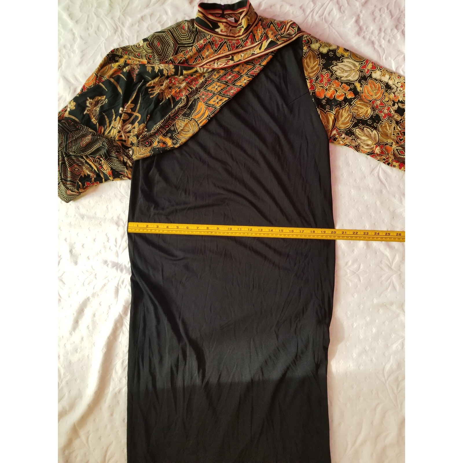 Vintage 1970s Leonard Paris Silk Mikado Cancan Batik Maxi Dress