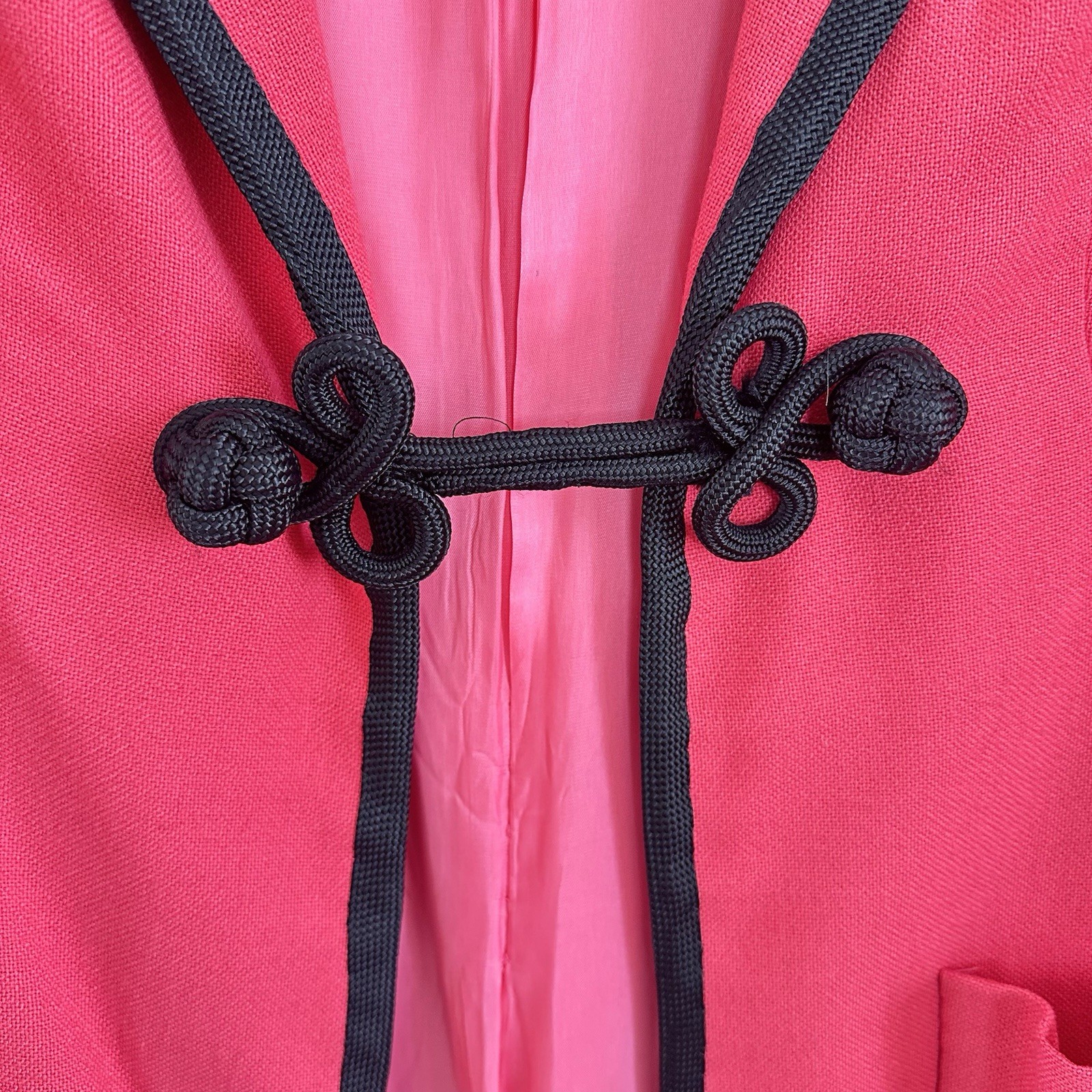 Vintage Vogue Special Design Hot Pink Black Trim Coat Dress Mod Glam Jacket