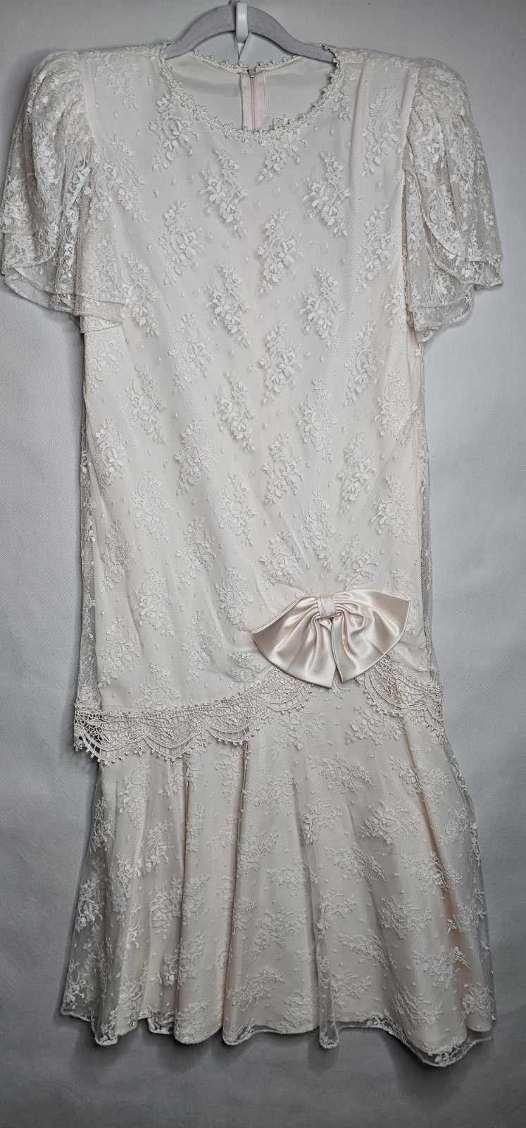 Vtg Women Size 10 Barbara Chodos For Michael Marcella Ltd. Baby Pink Lace Dress