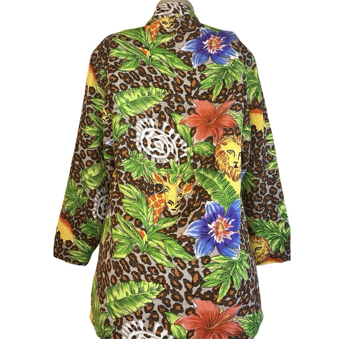 Vintage 80s Adolfo International Watercolor Jungle Theme Blazer