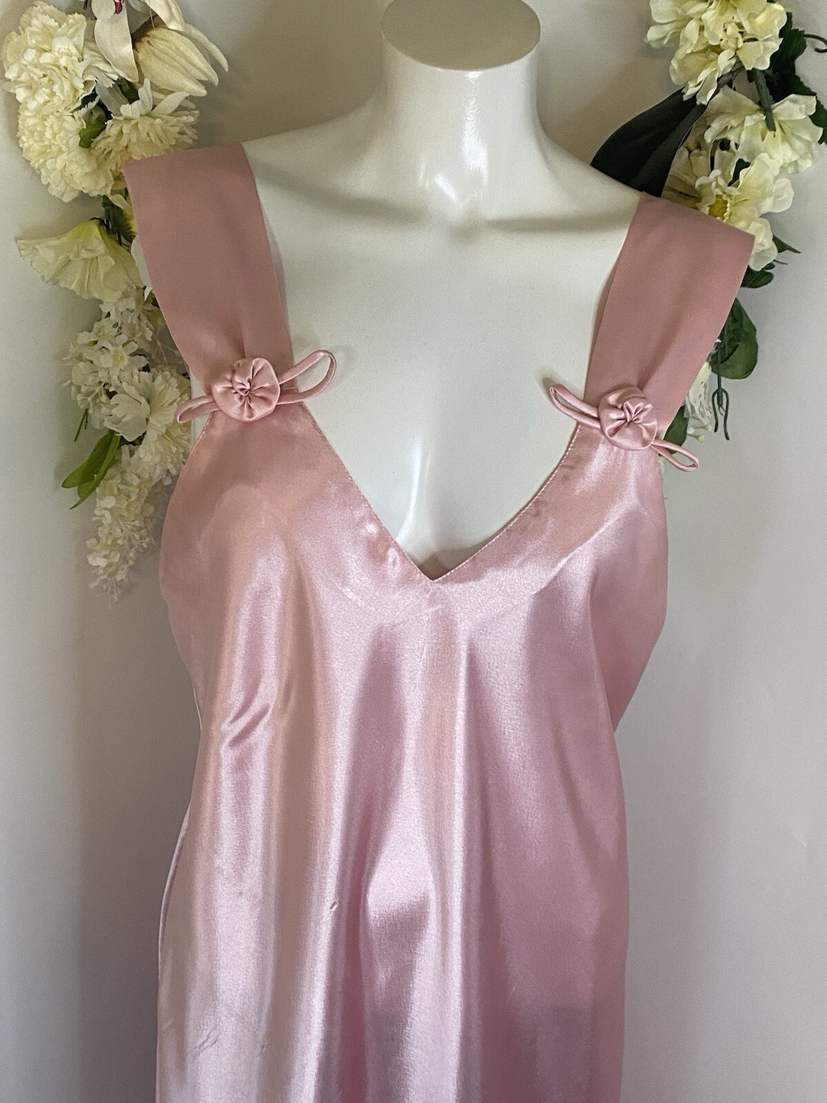 Vintage Val Mode Pink Lingerie Peignoir Sleep Gown Dress Ankle Length Size Large