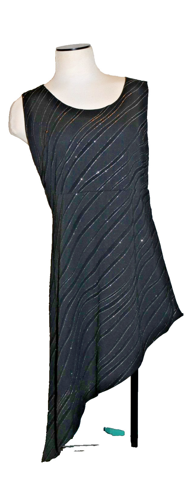 Prairie Sioux black and silver side split vintage dress evening wear medium