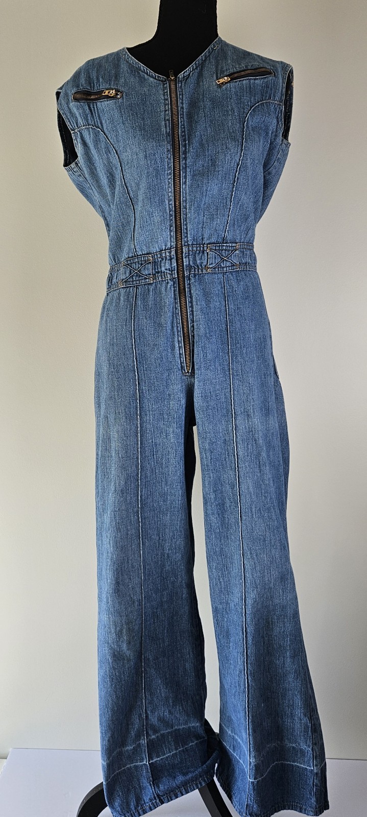 RARE VINTAGE 70s Demin Jumpsuit BELL BOTTOM Overalls In EXCELLENT CONDITION