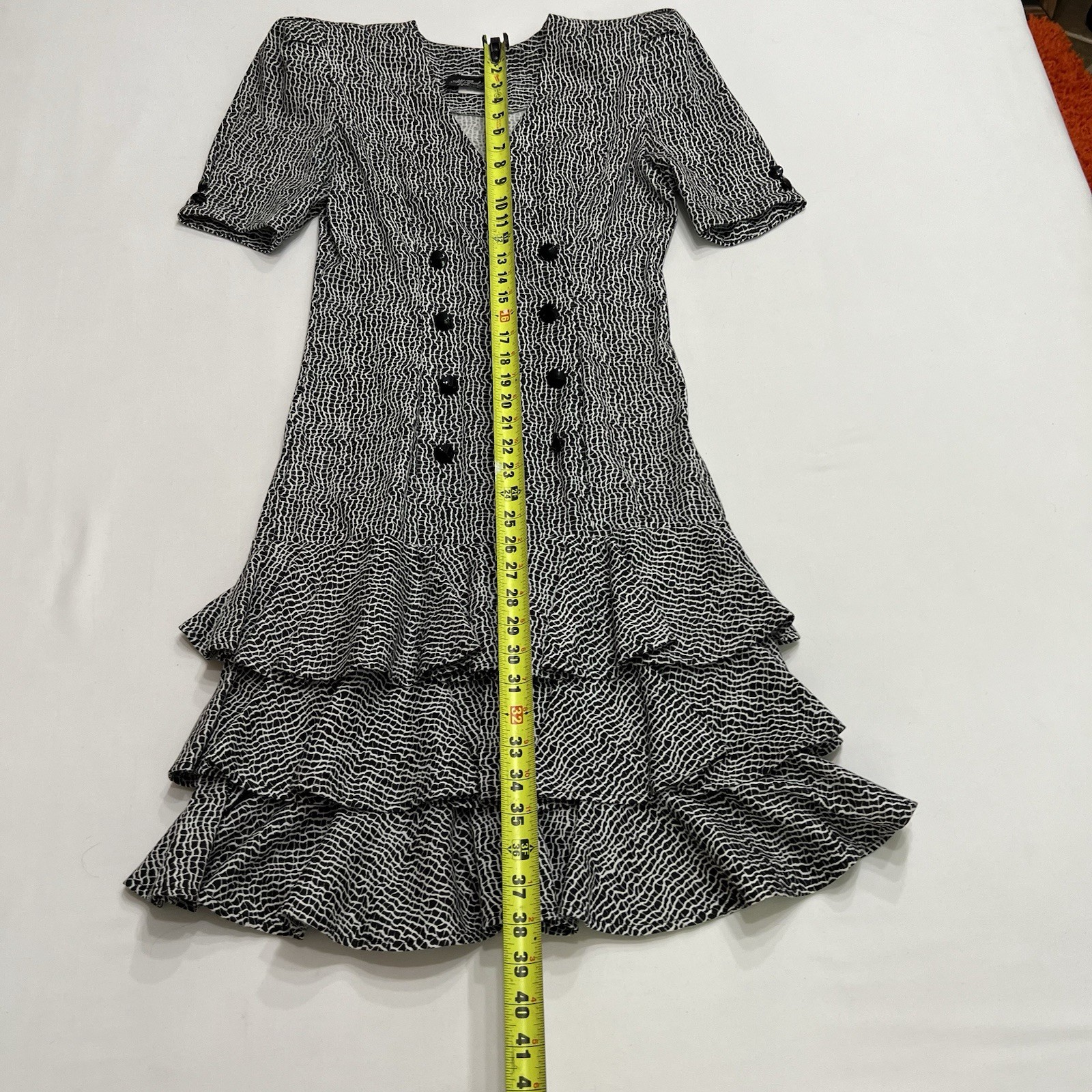 Vintage 80s All That Jazz Drop Waist Ruffle Mini Dress Strong Shoulder New Wave