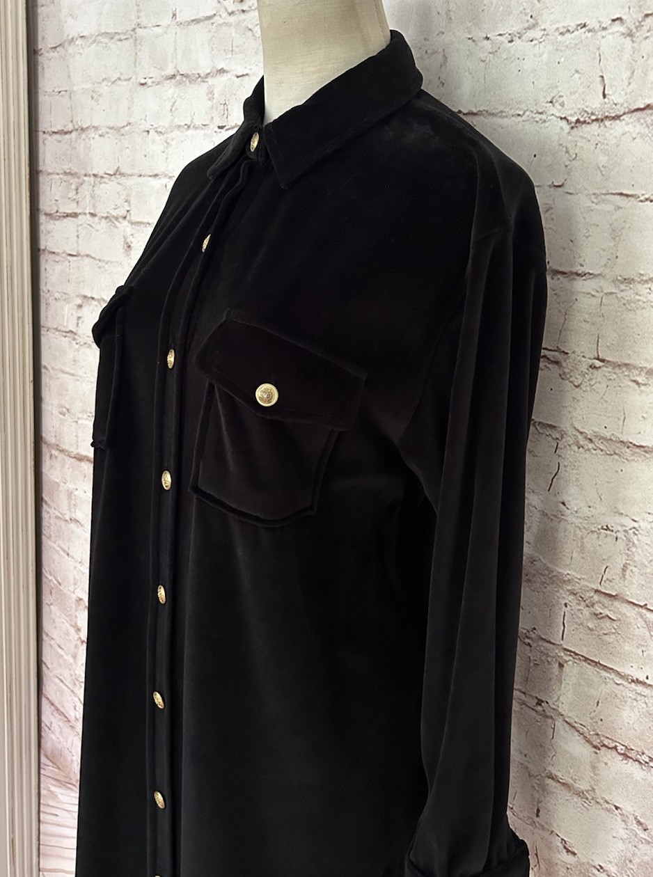 Jones New York Shirt Dress Women *M/L Petite Vintage Velvet 90’s Goth