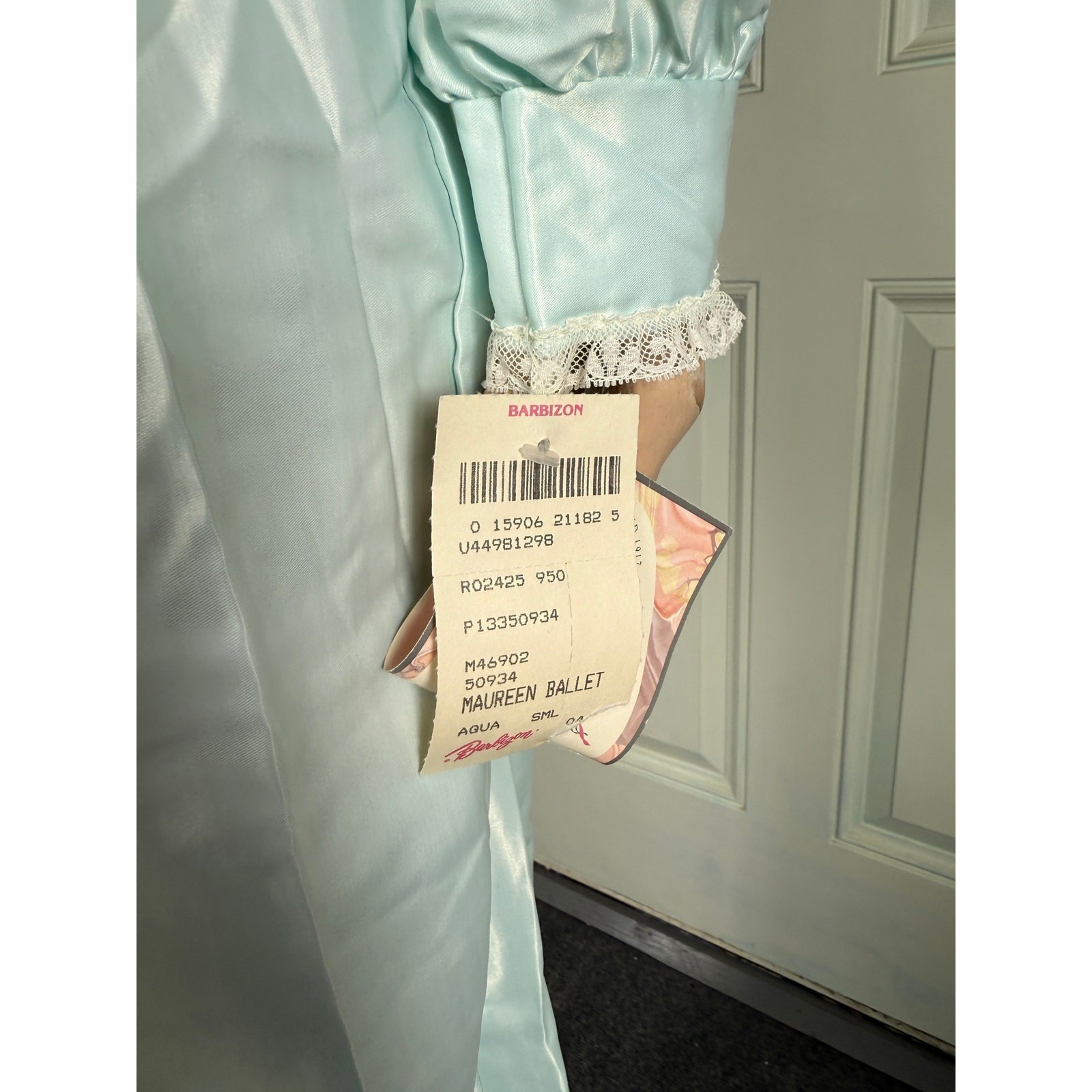 Vintage Barbizon Nightgown Small petite Satin Floral NOS Embroidered Lace H12