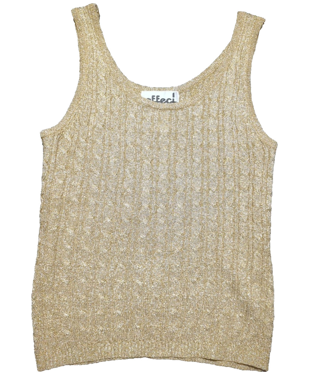 Effeci Large Gold Ribbed Tank Top Sweater Lightweight Disco/Rave 70’s-80’s-90’s