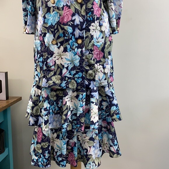 Tina Barrie Vintage floral skirt set size 10 polyester multicolor made in USA