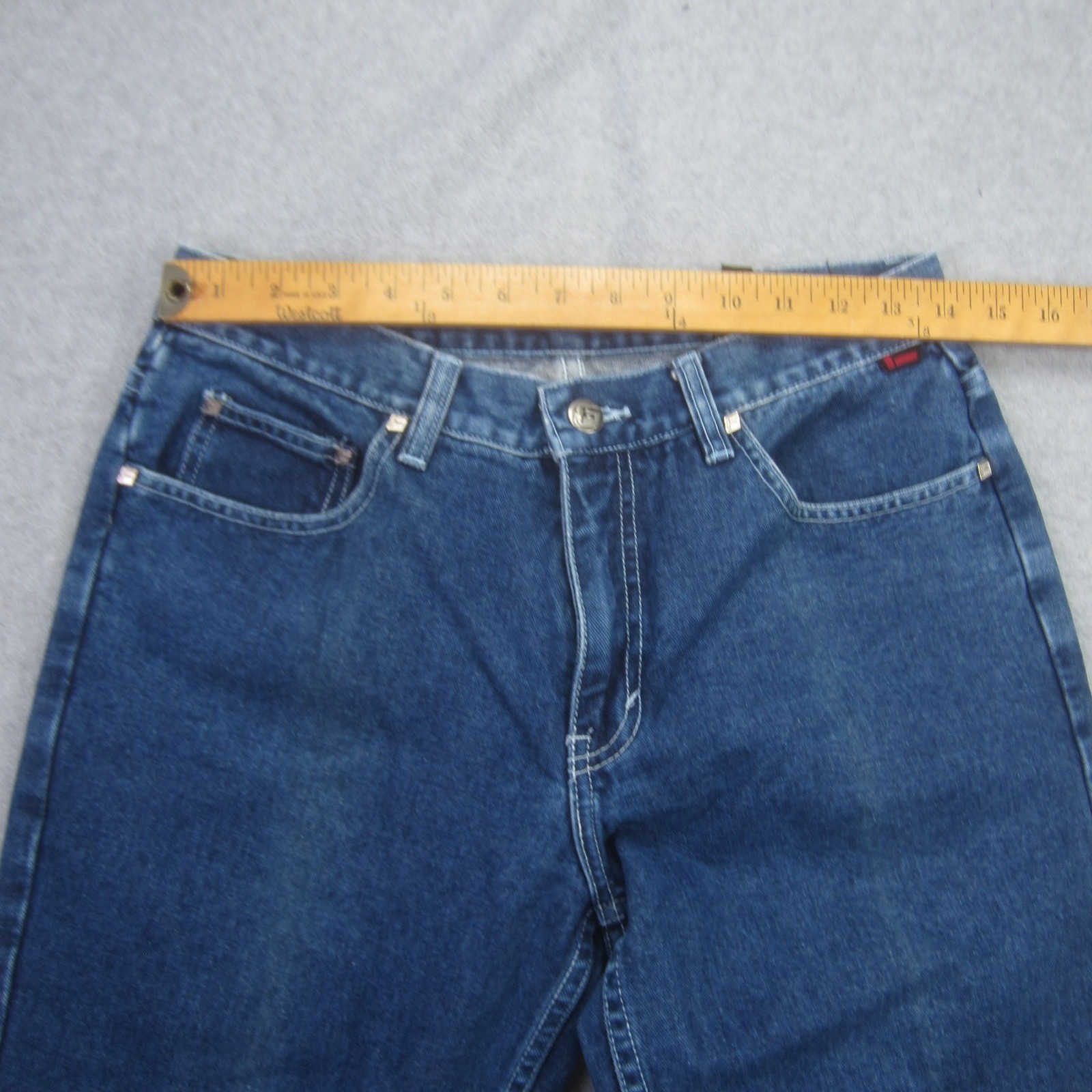 Vintage FUBU The Collection Jeans Womens 9 /10 Blue Straight Leg Logo Y2k