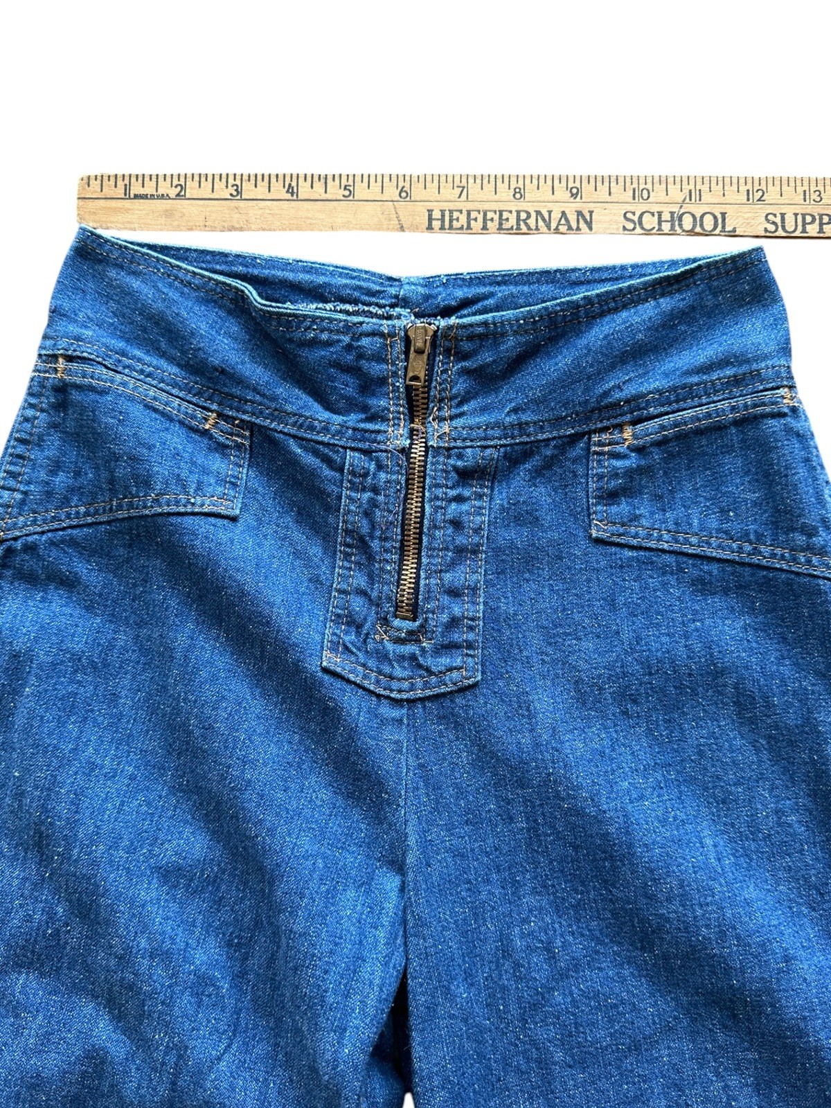 Vintage 70s Bell Bottom Jeans By Maverick 24×28 Flares Denim