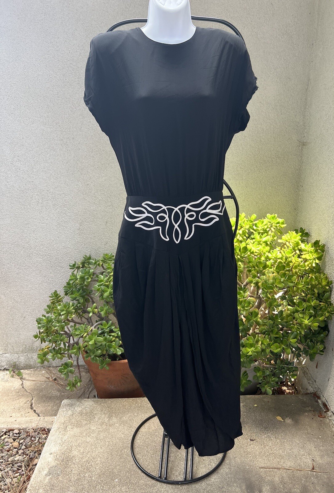 Vintage Boho Jumpsuit Harem Pant Black Sz 12 Miss Ashlee