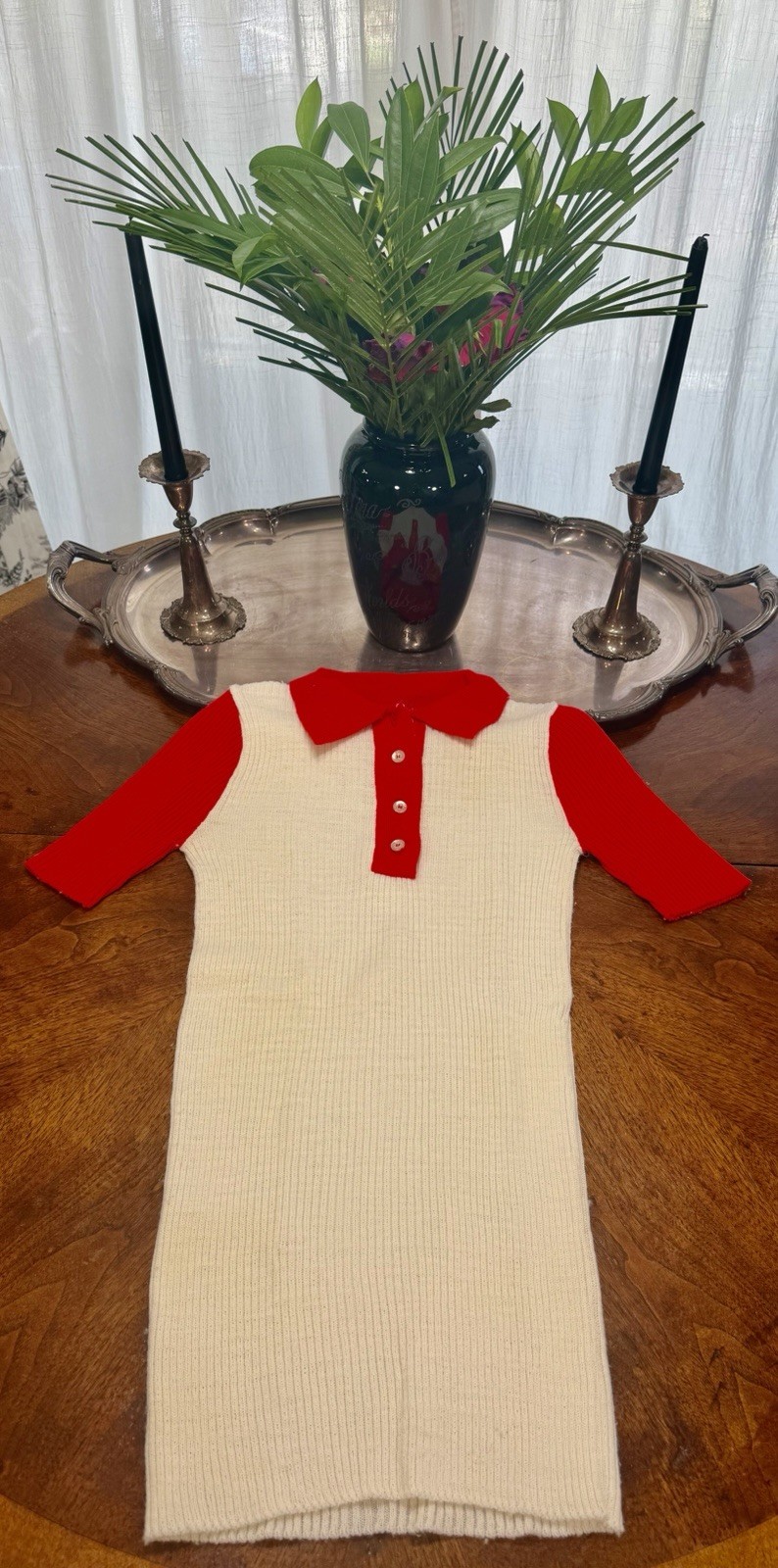 Vintage 1970s Gumdrops by Bradley Women’s Knit Neon Red& White Sweater Top