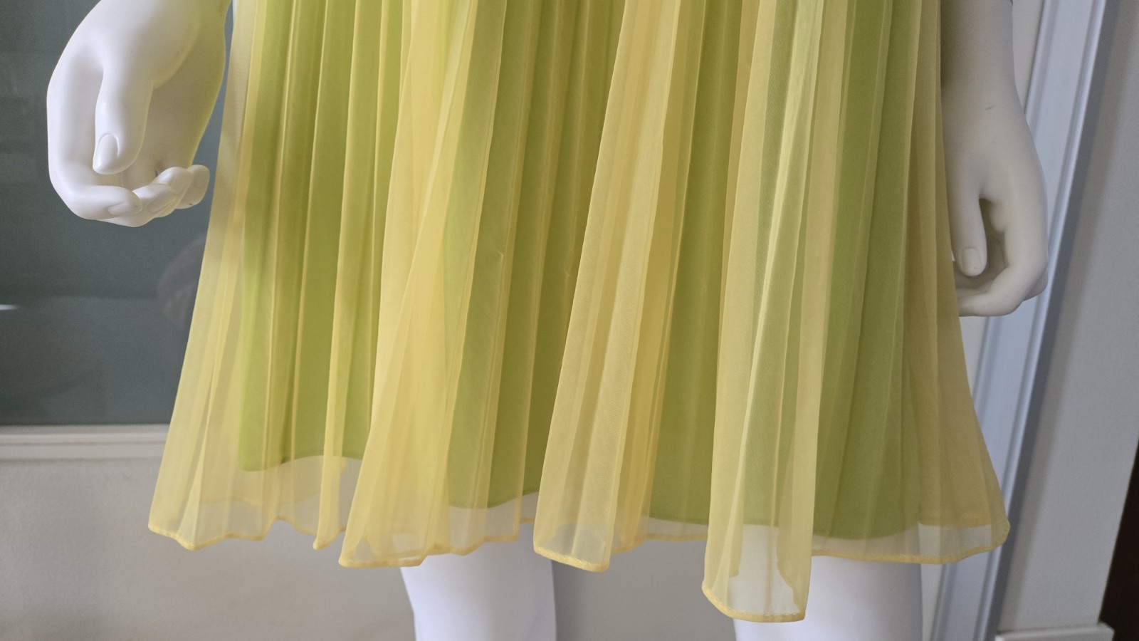 Vintage 50s 60s Babydoll Gown Peignoir Sheer Chiffon Pleats Fairycore Union Made