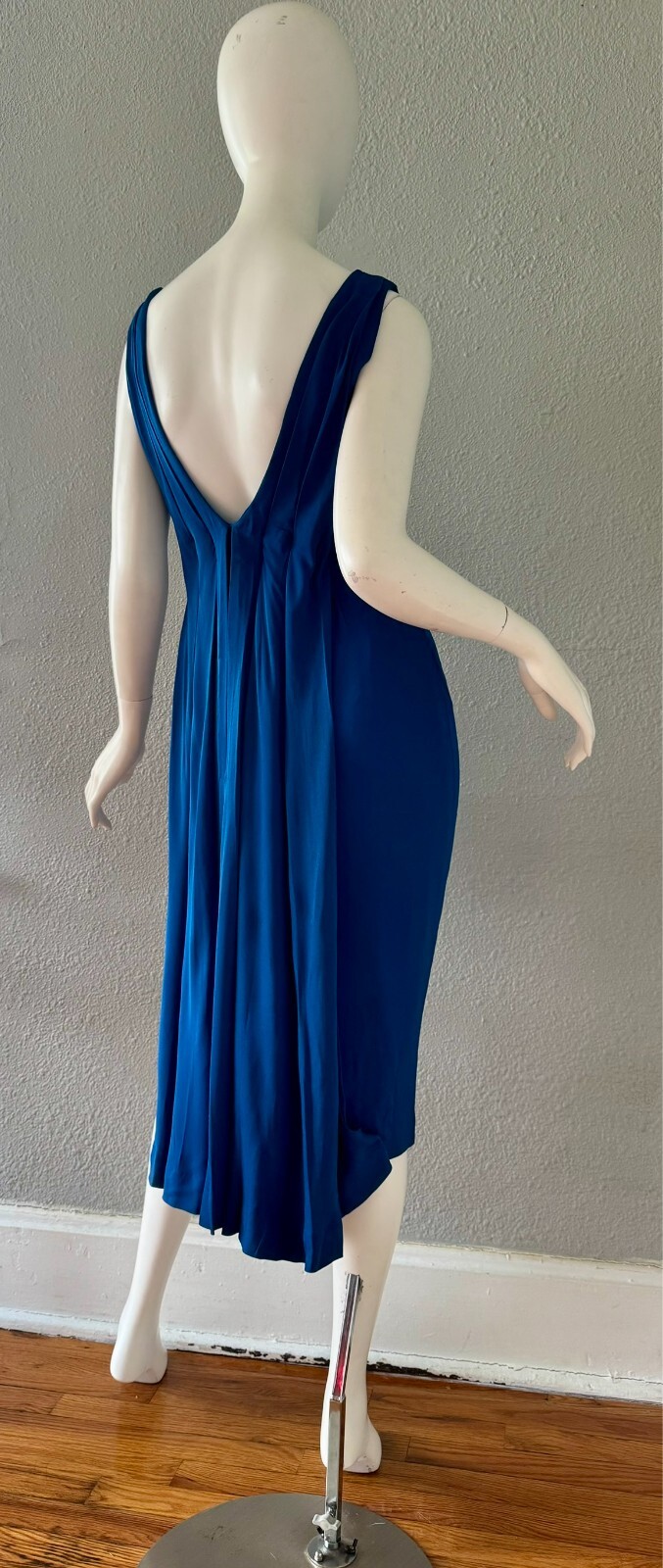 Vintage 50s 60s Blue Glam CEIL CHAPMAN Cocktail Designer Dress XS