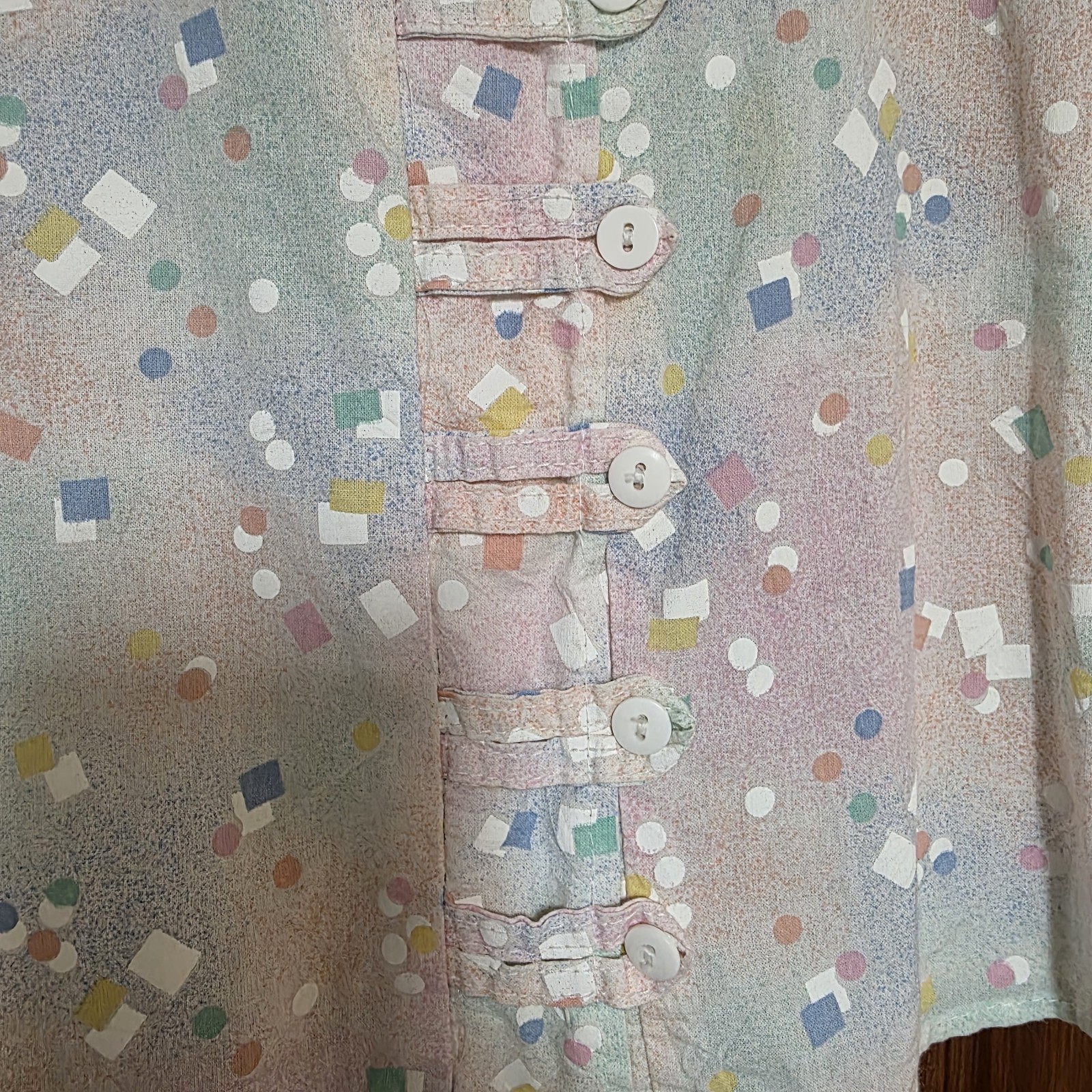 Vintage 1980s Crop Top Geometric Paint Pastels USA Women’s Retro Pop Sz Medium