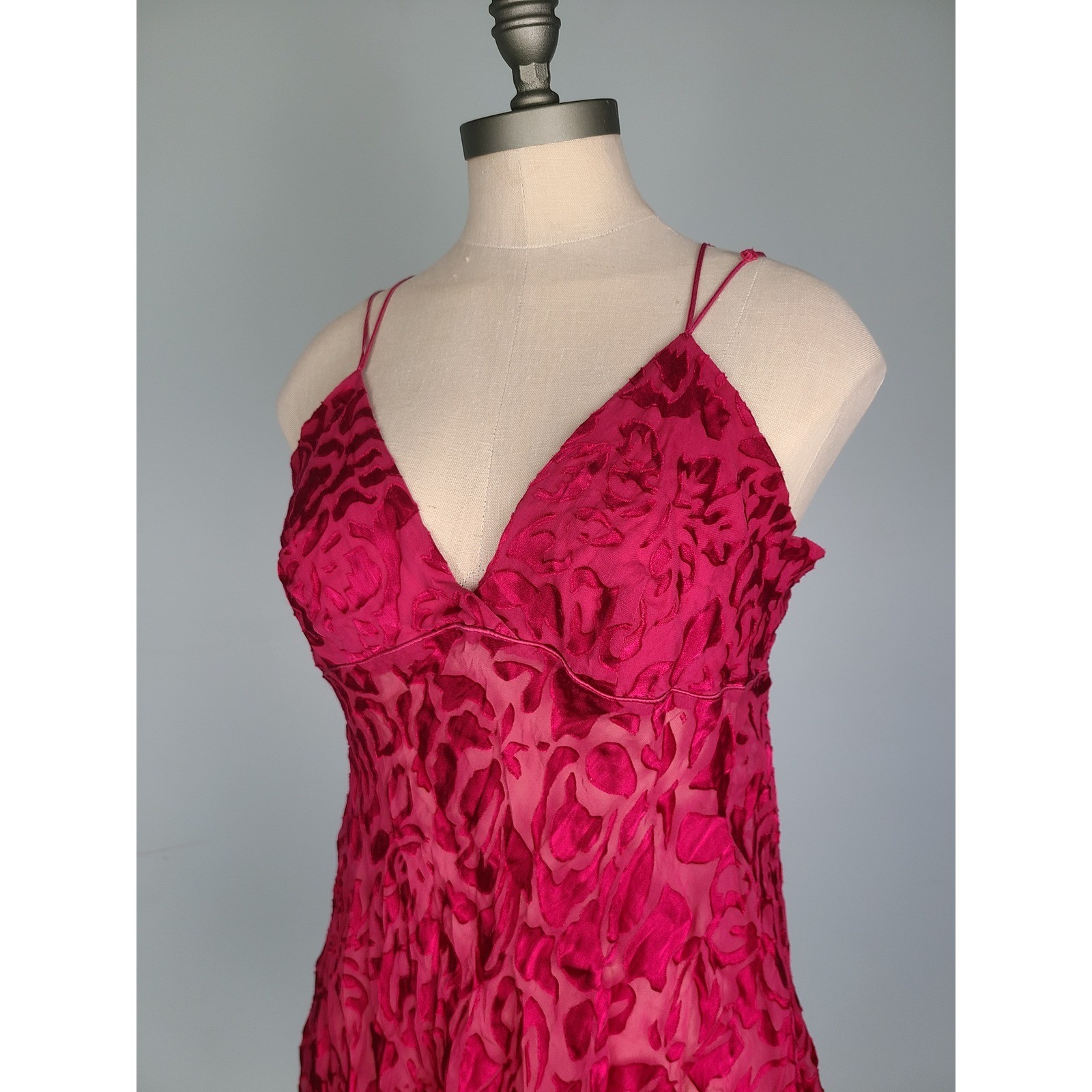 Y2K Victoria’s Secret Sz M Babydoll Mini Dress Red Pink Silk Rayon Whimsigoth