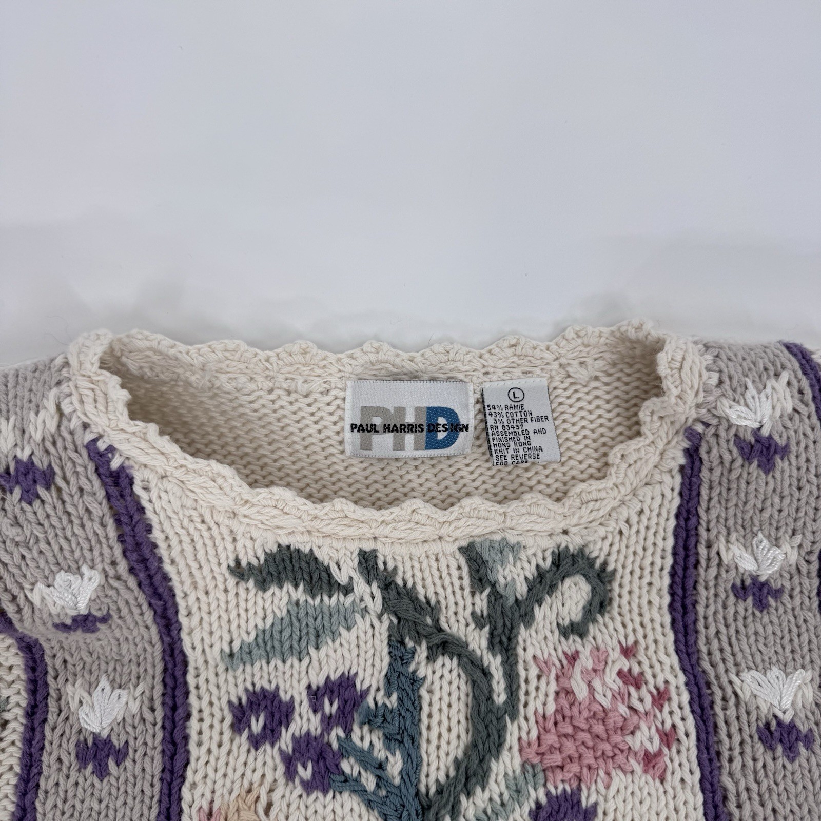 Vintage 90s Cottagecore Floral Tunic Sweater | Embroidered Boho Granny Core L