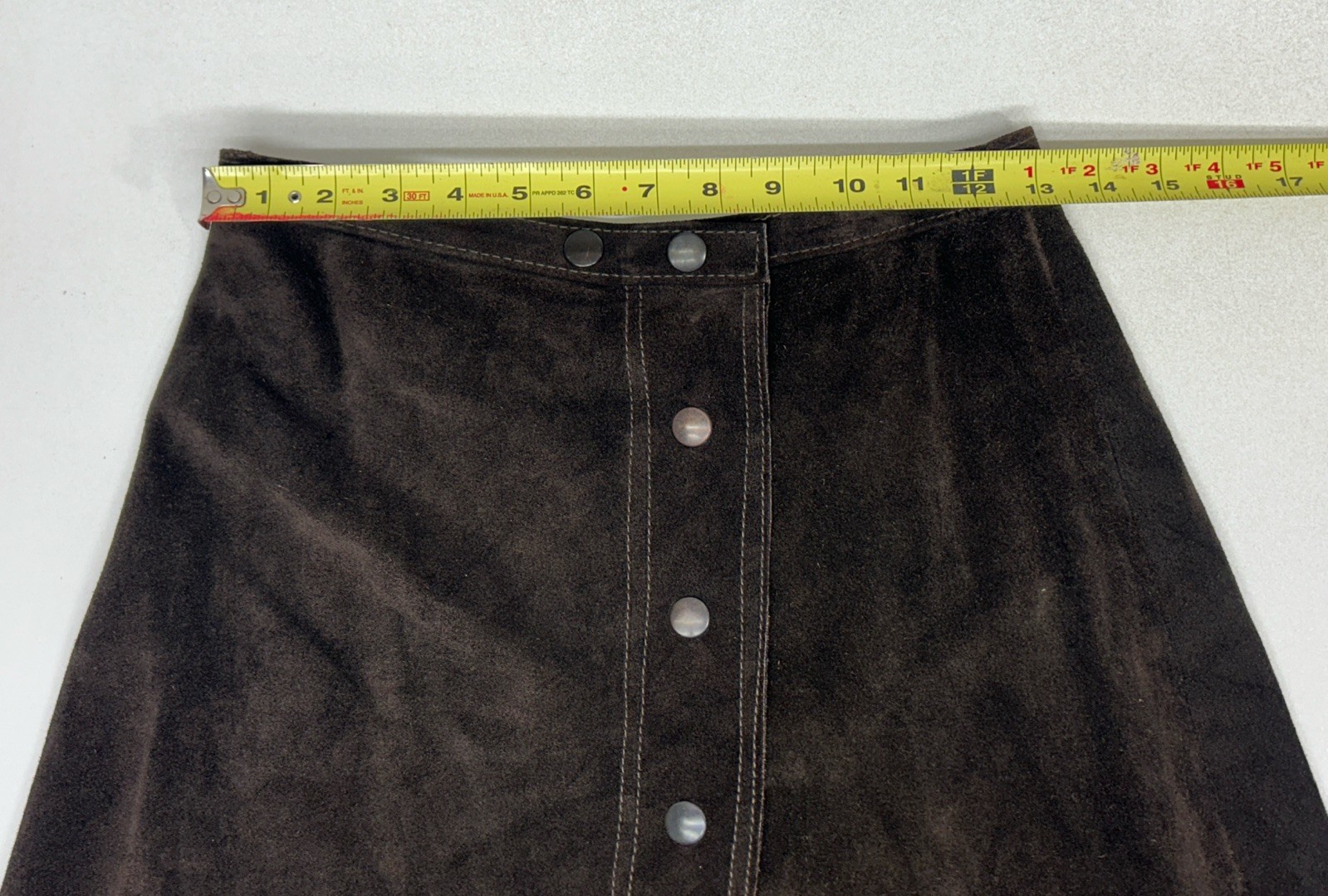 Vintage Genuine Leather Skirt Brown Western Made For Lazarus Size L