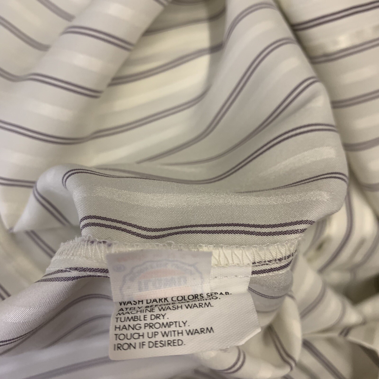 Vintage Blouse Bow Neck Button Up Shirt Koret Large Striped White Silver Purple